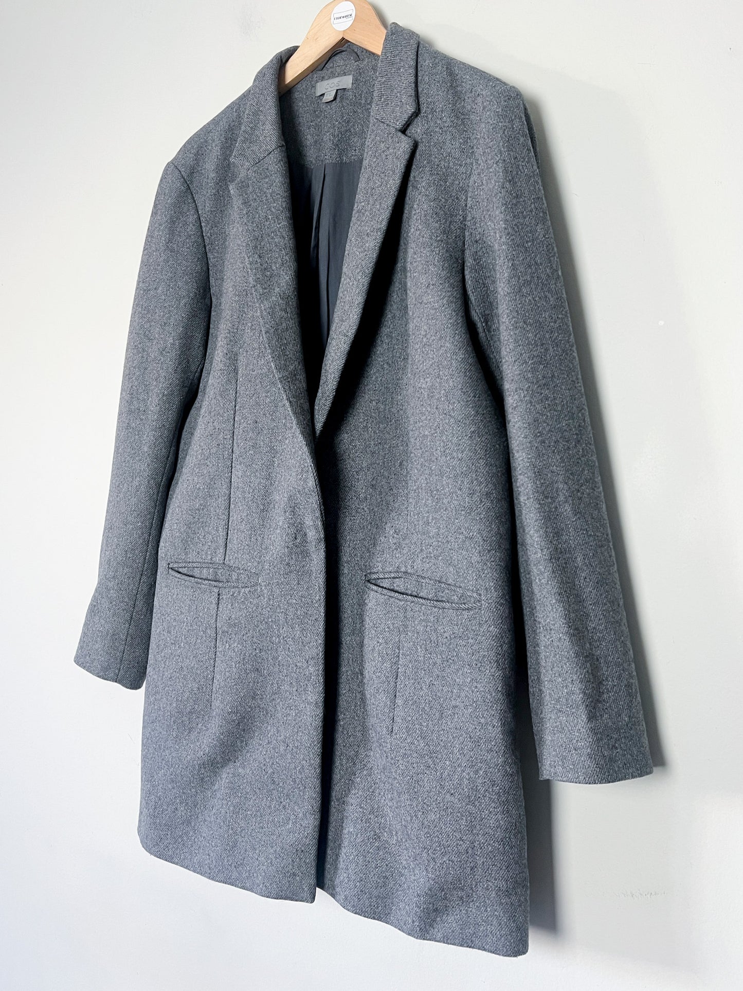 Manteau Overshirt COS en Laine & Cachemire - Gris Chiné - Coupe Droite (Taille 40 FR / L)
