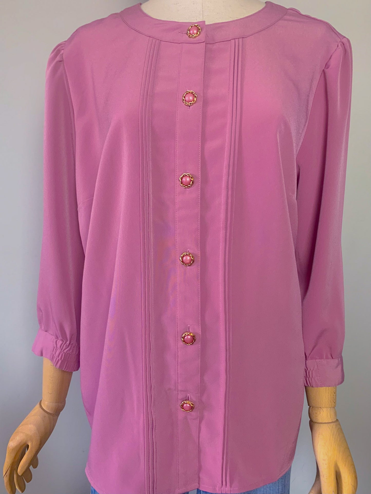 Blouse manches mi longues vieux rose foncé vintage