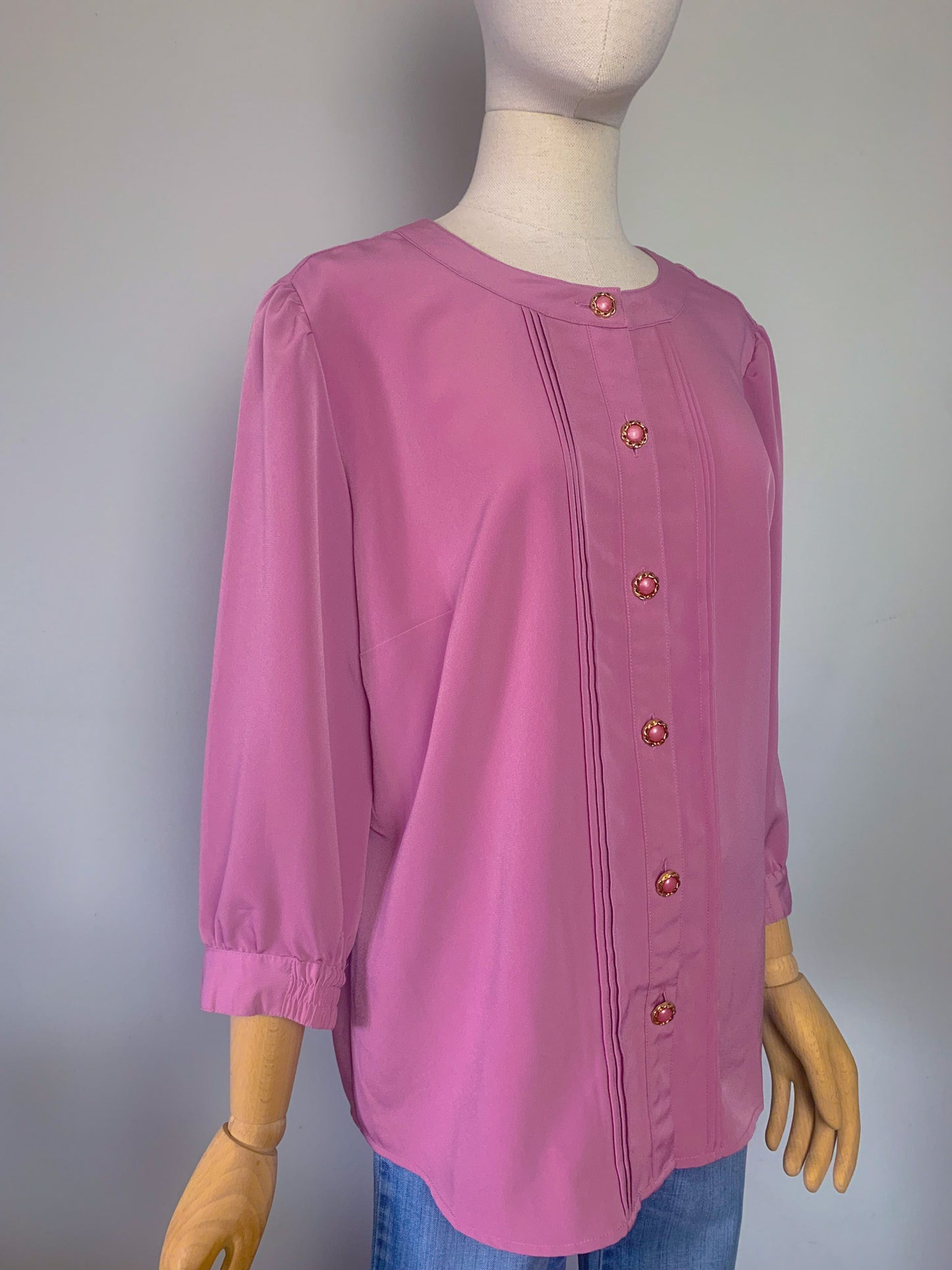 Blouse manches mi longues vieux rose foncé vintage