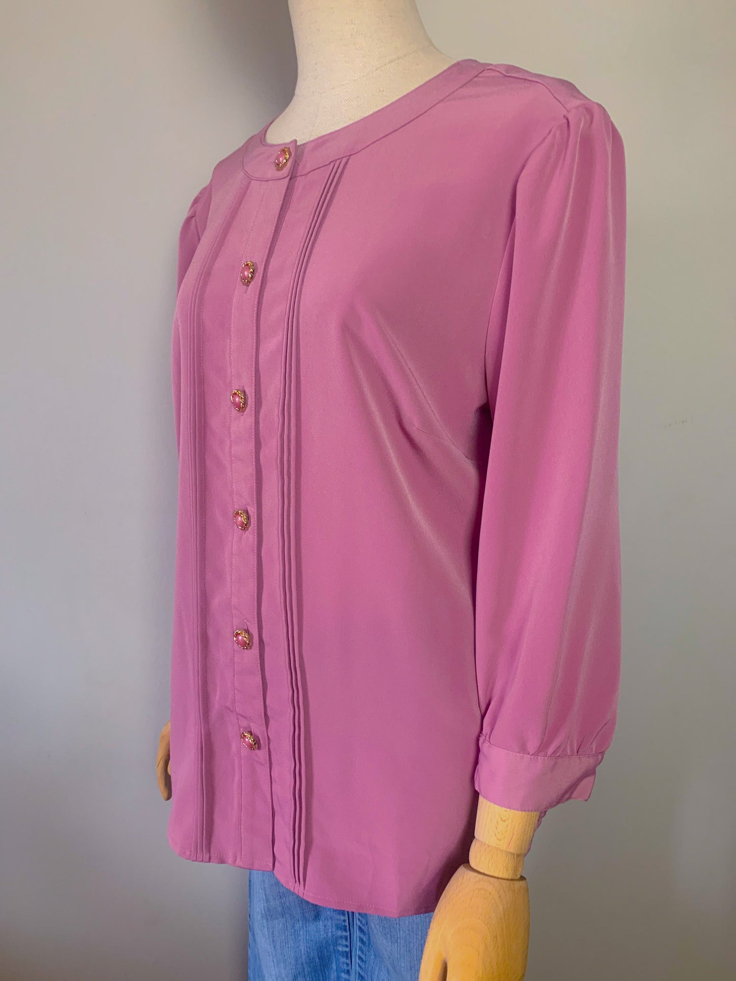 Blouse manches mi longues vieux rose foncé vintage