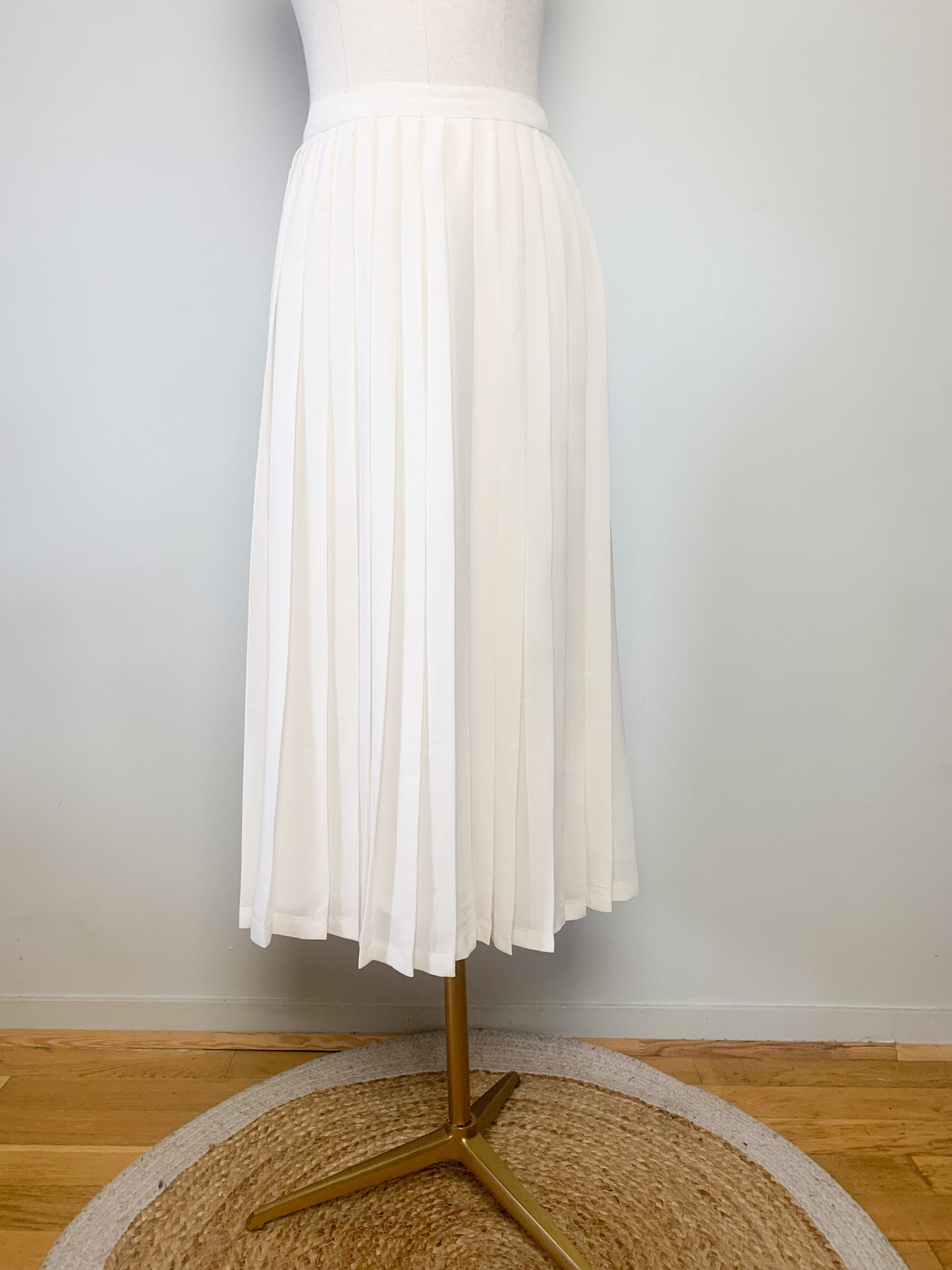 Jupe midi plissée fluide crème vintage création Hazan Paris