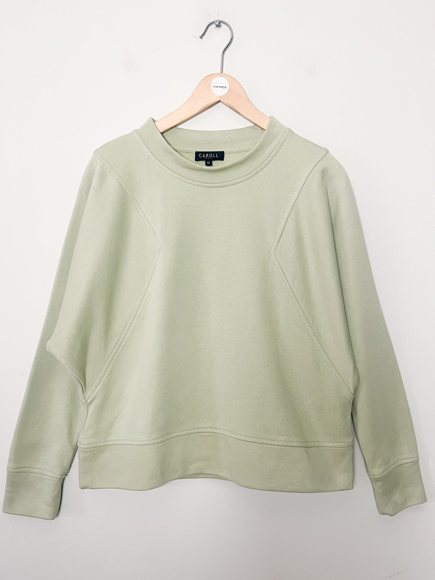 Sweatshirt Caroll Rétro 80's / 90's - Coupe Blousante Courte - Vert Pâle - T. M (38/40)