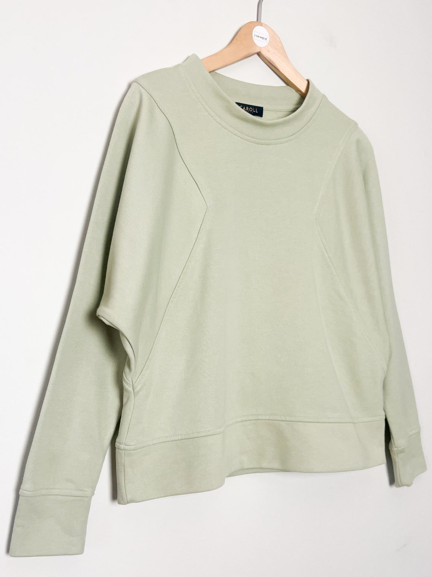 Sweatshirt Caroll Rétro 80's / 90's - Coupe Blousante Courte - Vert Pâle - T. M (38/40)