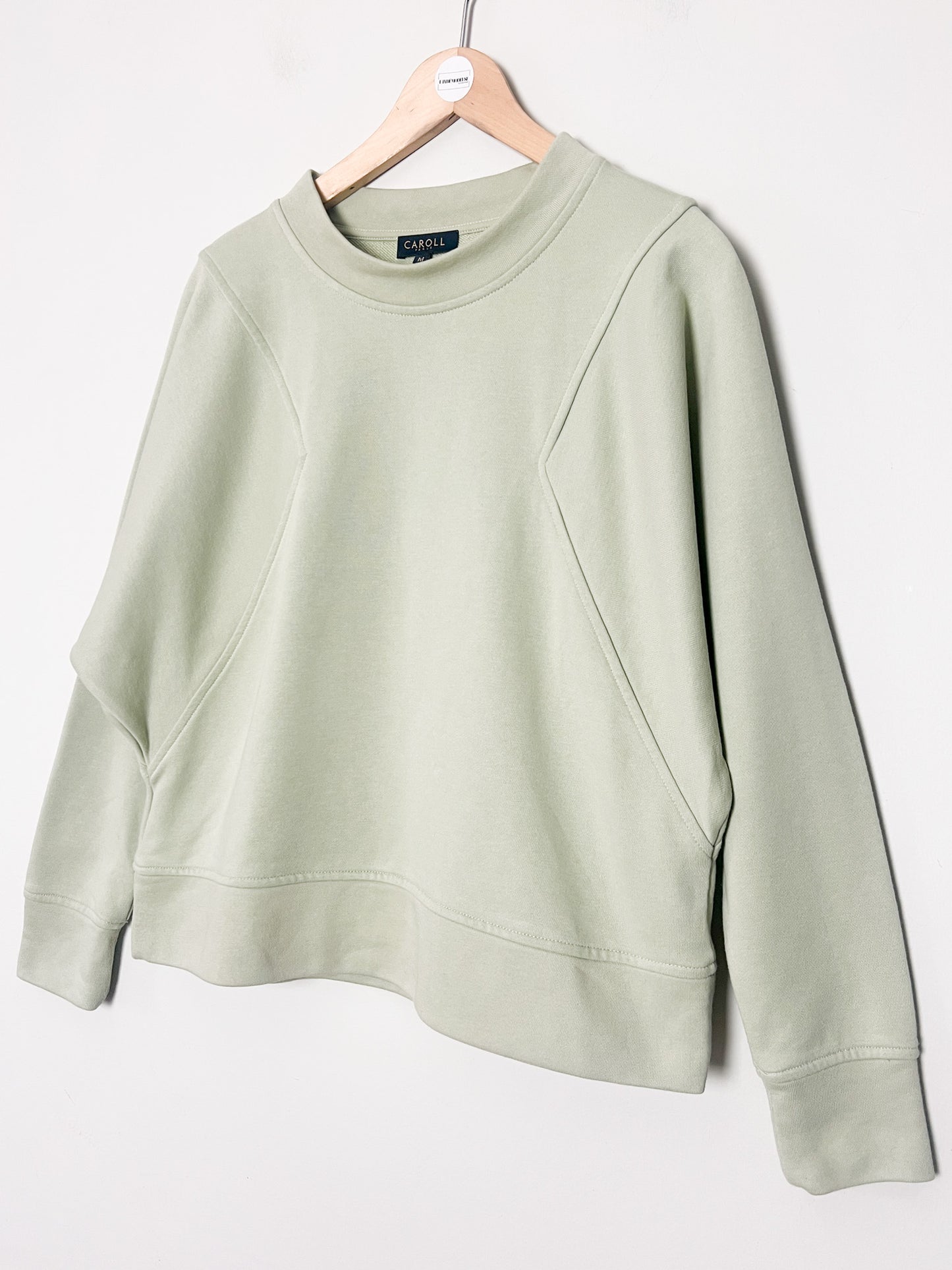 Sweatshirt Caroll Rétro 80's / 90's - Coupe Blousante Courte - Vert Pâle - T. M (38/40)
