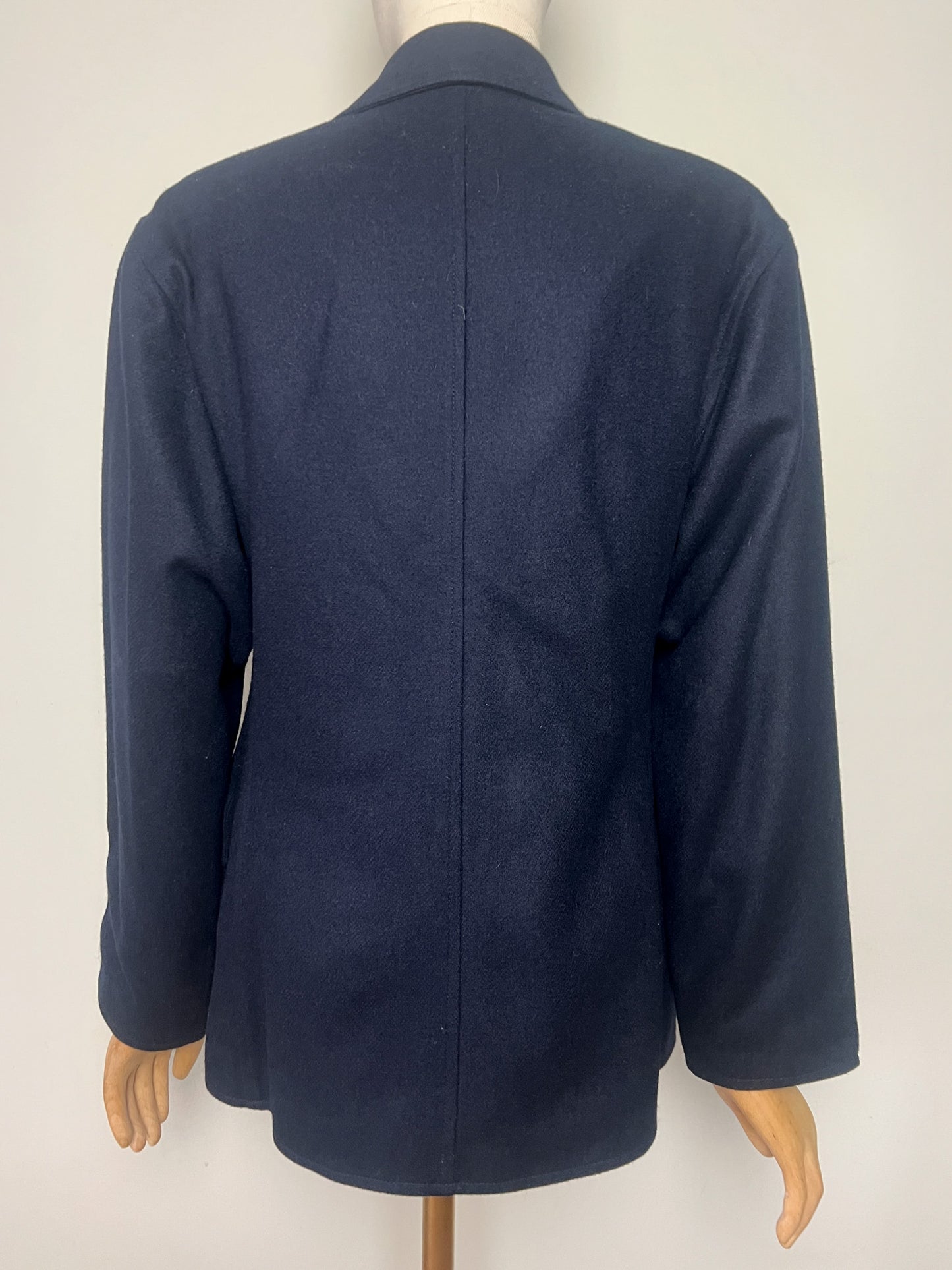 Veste Blazer Croisé Vintage Beretta Mediane - 100% Laine Marine - Style Militaire Écusson Paris - T. 38