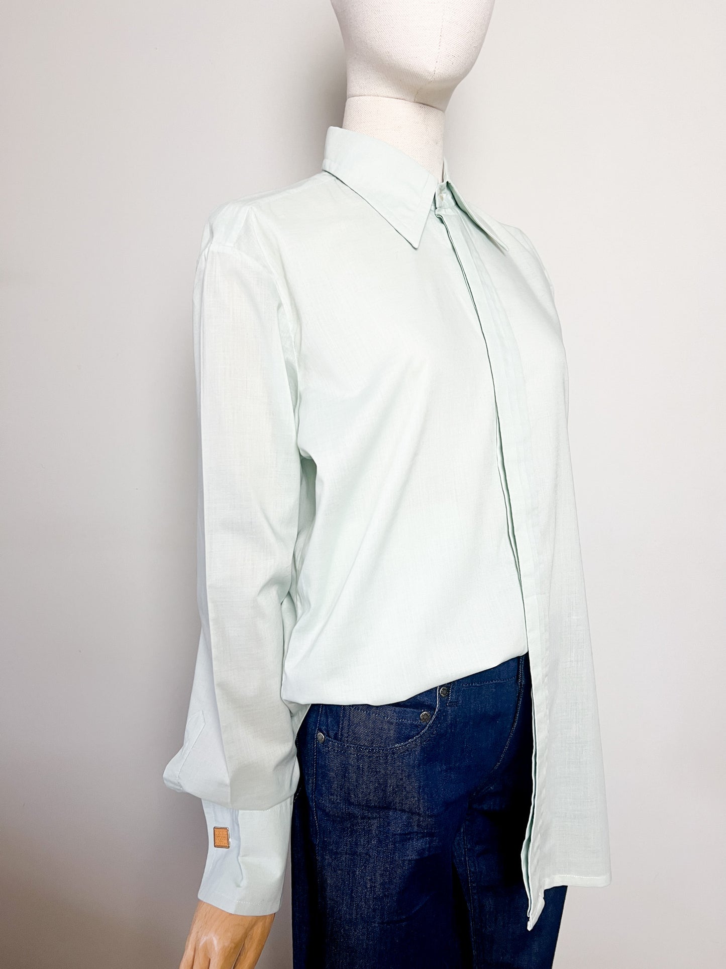 Chemise Pierre Cardin Luxe Vintage Années 70 - Col Pelle à Tarte - Poignets Mousquetaires - T. 39 (40 FR)