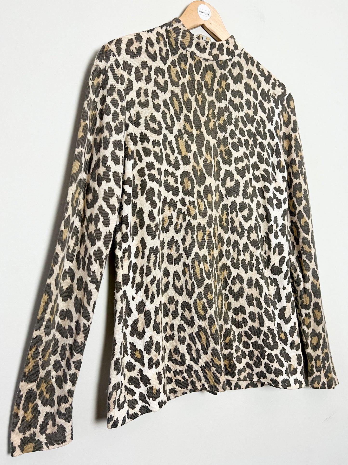 Pull Vintage Léopard Col Montant - Zip Éclair Dos - Rétro Chic Années 80/90 - Taille M/L