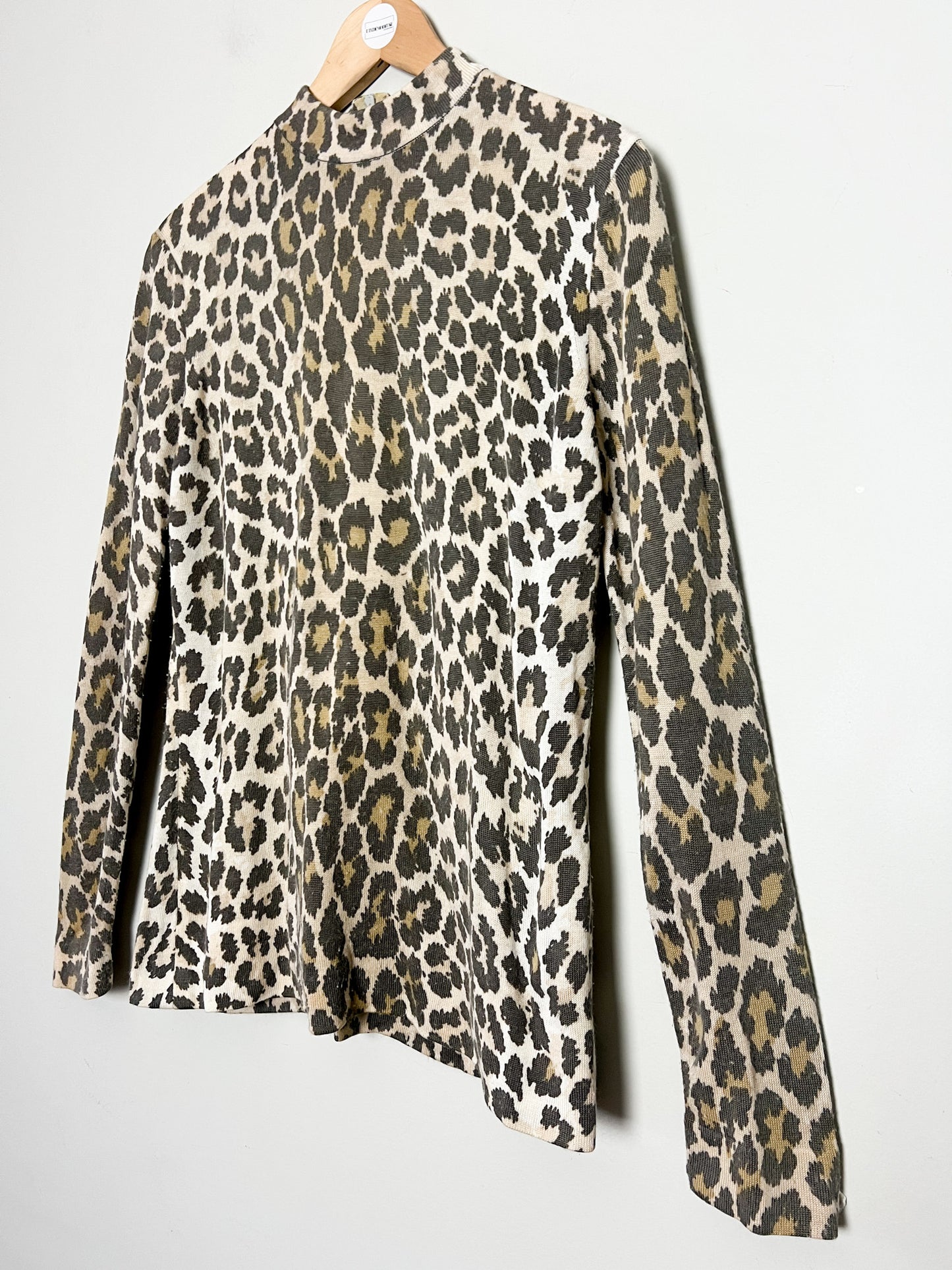 Pull Vintage Léopard Col Montant - Zip Éclair Dos - Rétro Chic Années 80/90 - Taille M/L