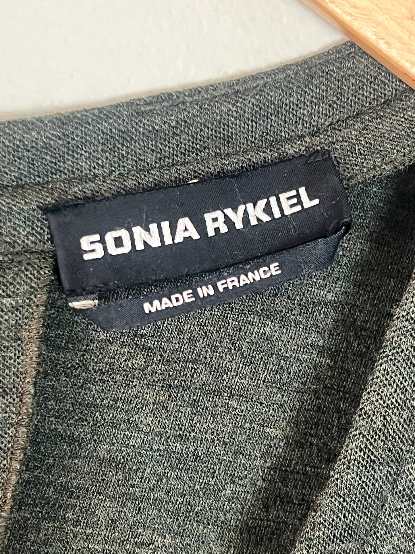Robe SONIA RYKIEL 100% Laine Kaki - Design Asymétrique - T. 38 FR