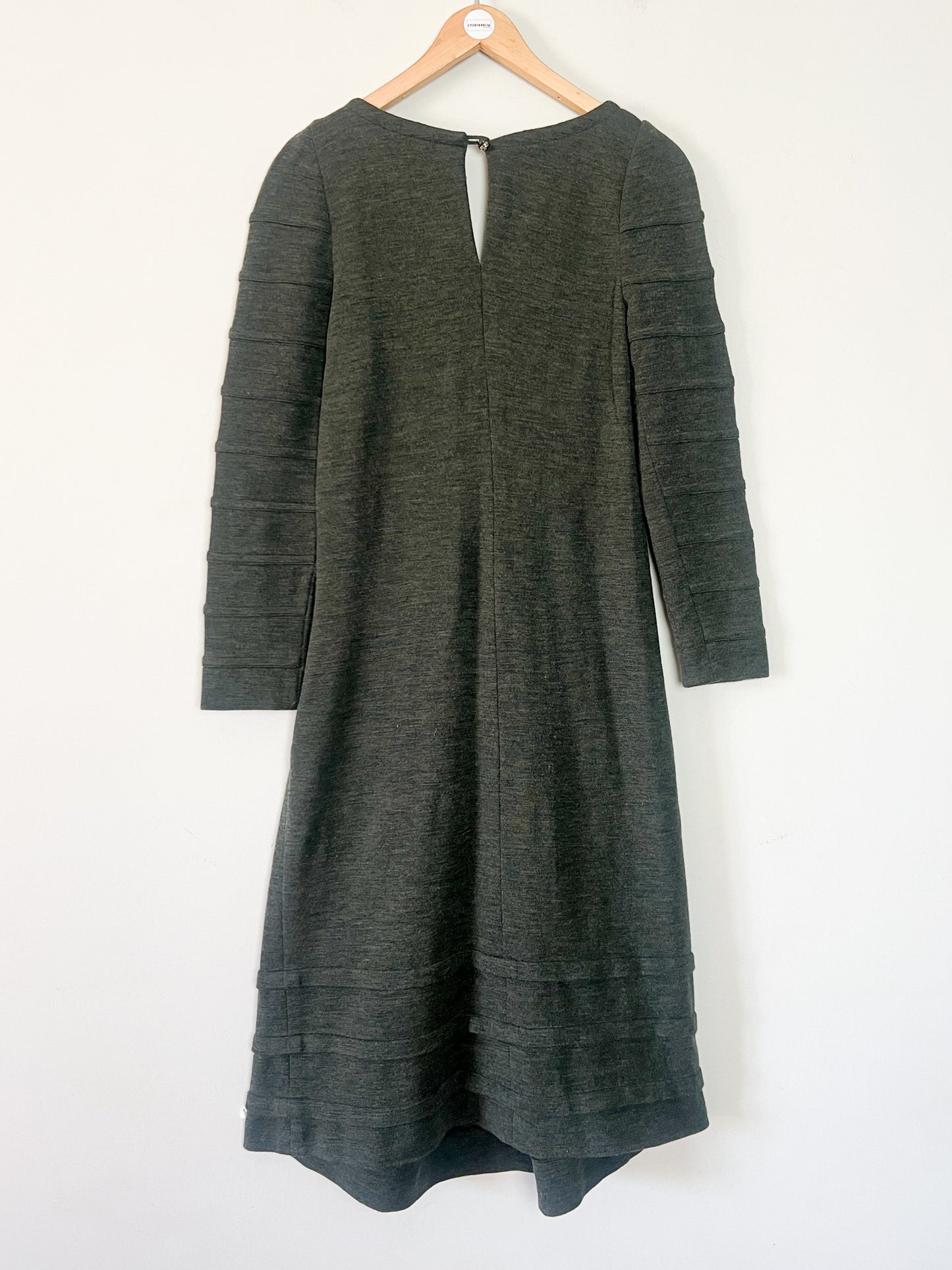 Robe SONIA RYKIEL 100% Laine Kaki - Design Asymétrique - T. 38 FR
