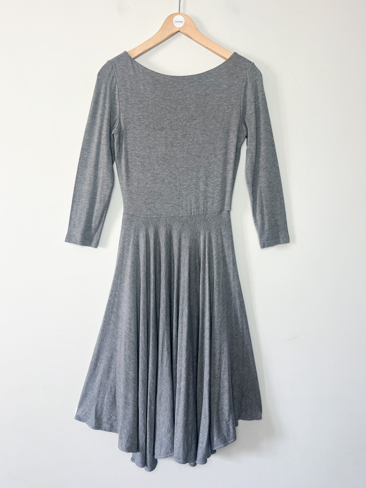 Robe Tara Jarmon Grise - Col Danseuse & Dos V - Viscose Élastiquée T. 36