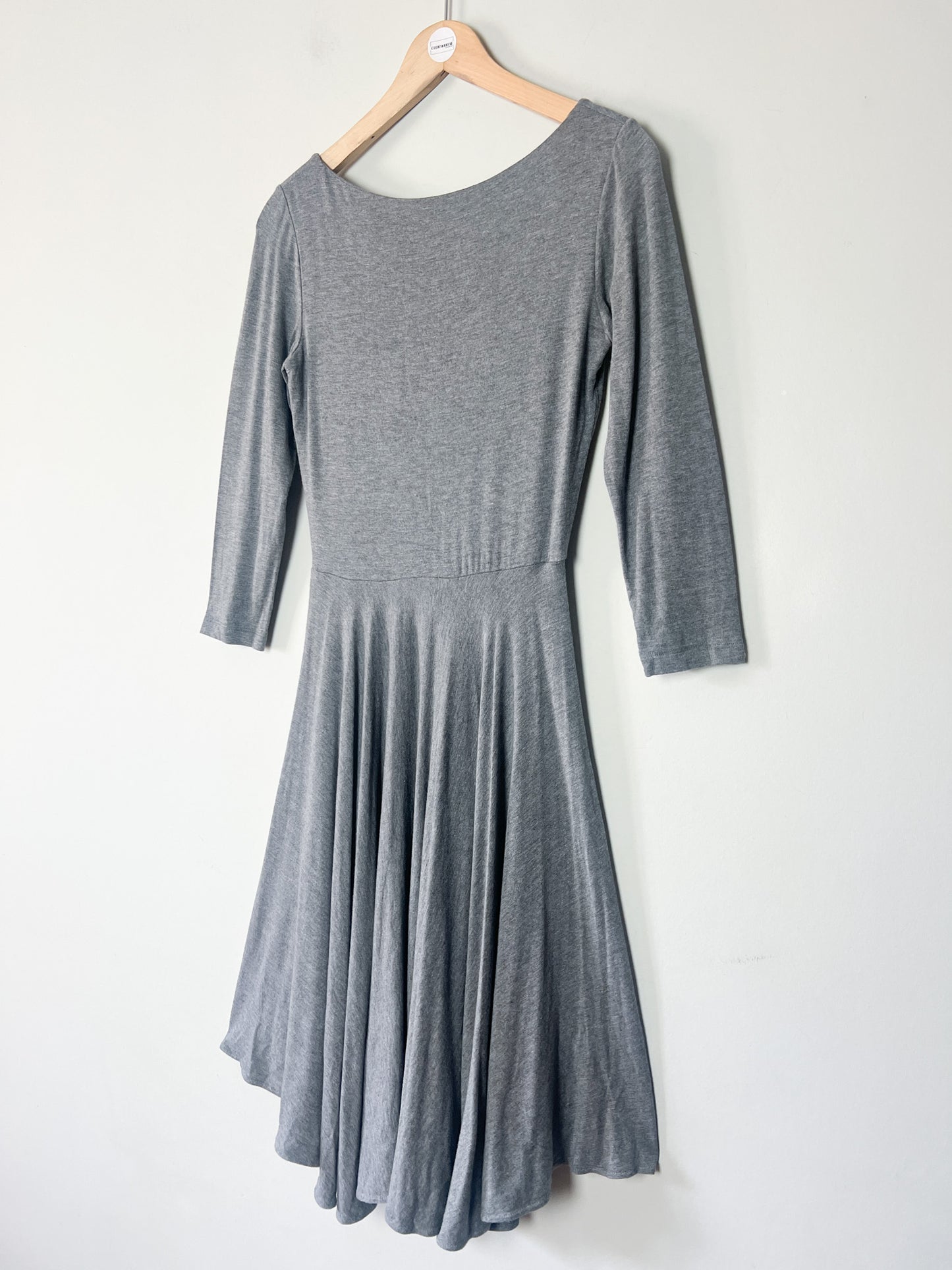 Robe Tara Jarmon Grise - Col Danseuse & Dos V - Viscose Élastiquée T. 36