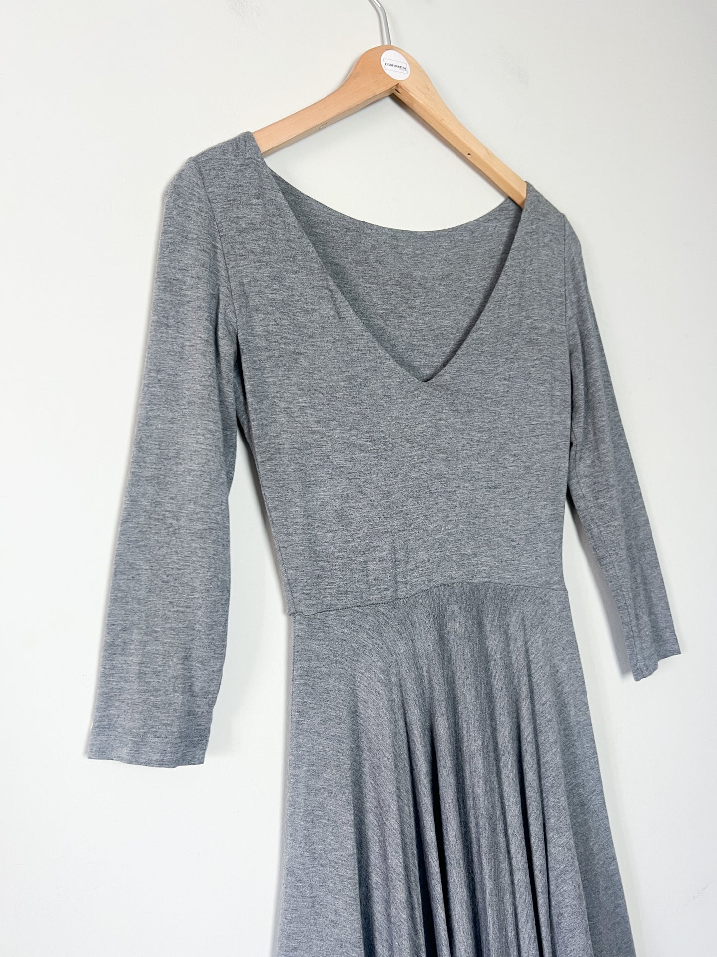 Robe Tara Jarmon Grise - Col Danseuse & Dos V - Viscose Élastiquée T. 36