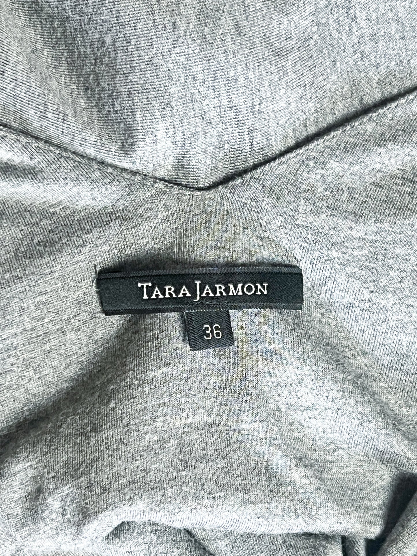 Robe Tara Jarmon Grise - Col Danseuse & Dos V - Viscose Élastiquée T. 36