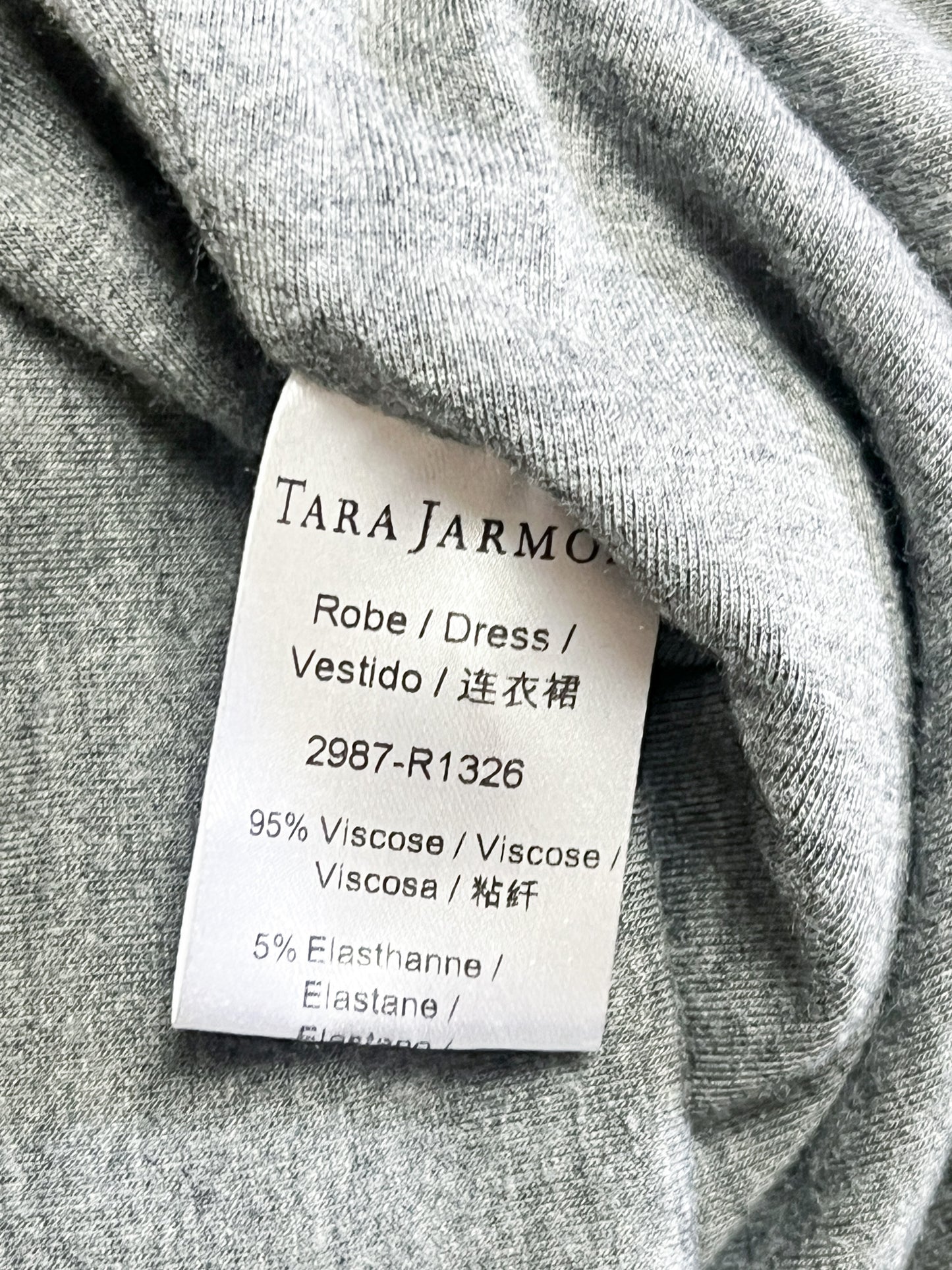 Robe Tara Jarmon Grise - Col Danseuse & Dos V - Viscose Élastiquée T. 36