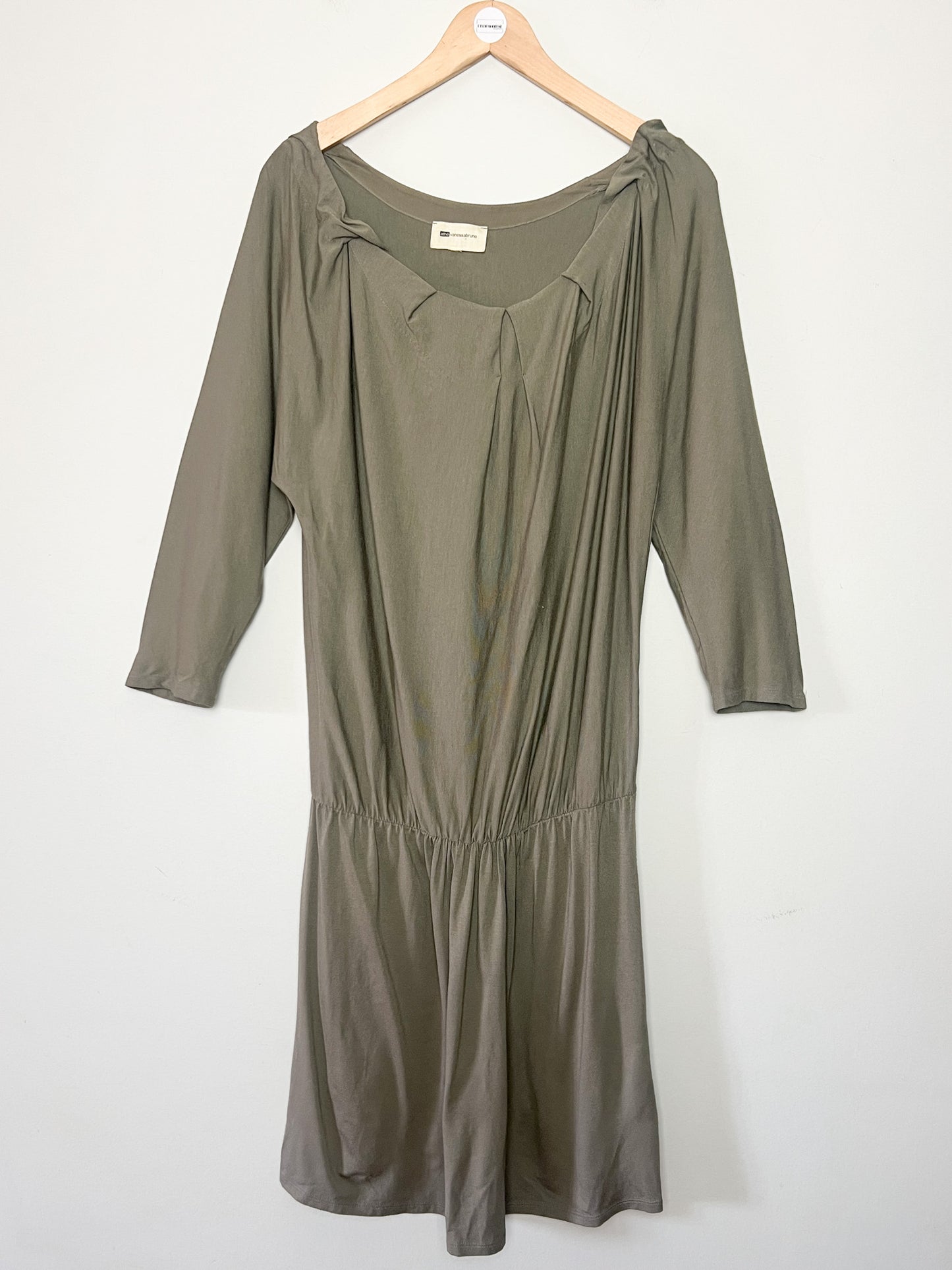 Robe Vanessa Bruno Athé Kaki - Tissu Viscose Élastique & Détail Soie - Coupe Blousante - T. 38/40