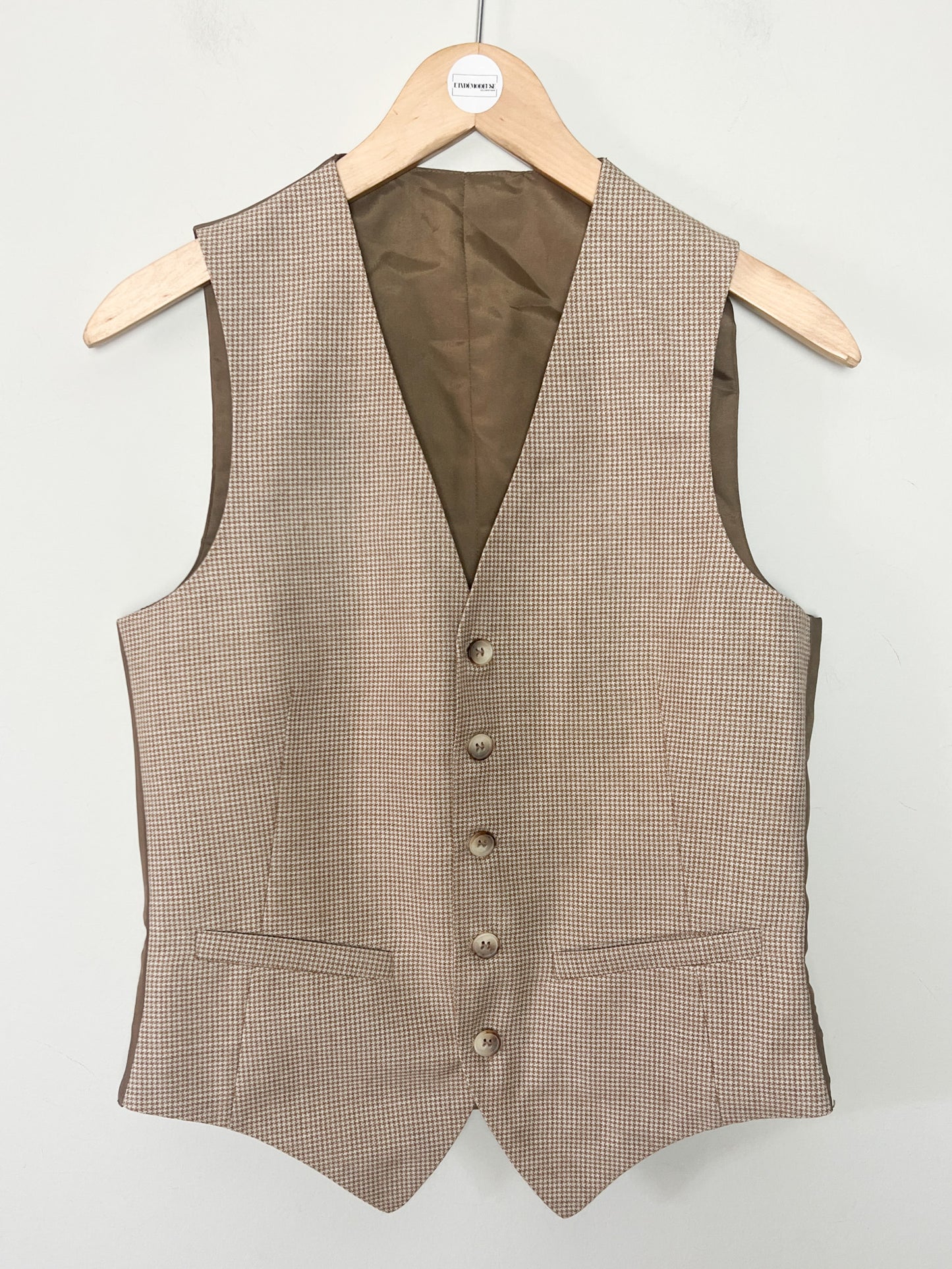 Gilet de Costume Vintage 45% Laine - Marron Chiné - Fabriqué en France - T. 36/38 (S/M)