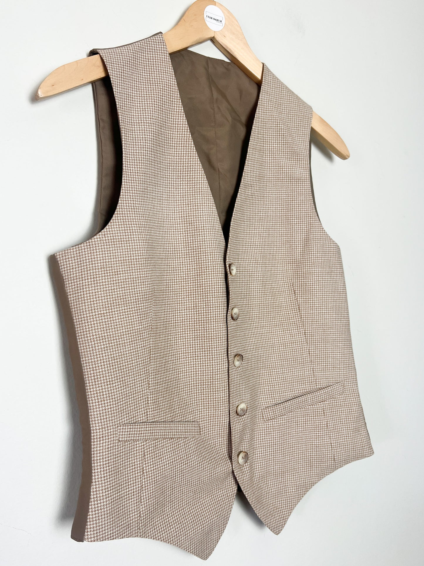Gilet de Costume Vintage 45% Laine - Marron Chiné - Fabriqué en France - T. 36/38 (S/M)