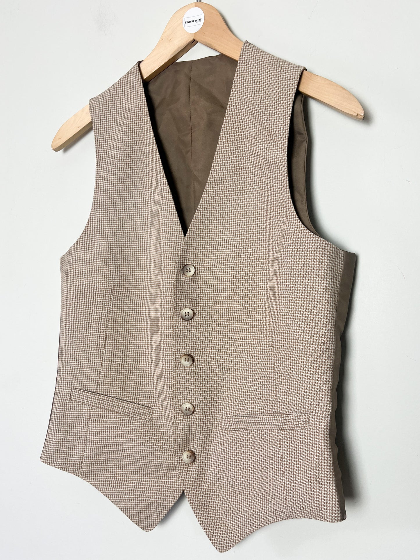 Gilet de Costume Vintage 45% Laine - Marron Chiné - Fabriqué en France - T. 36/38 (S/M)