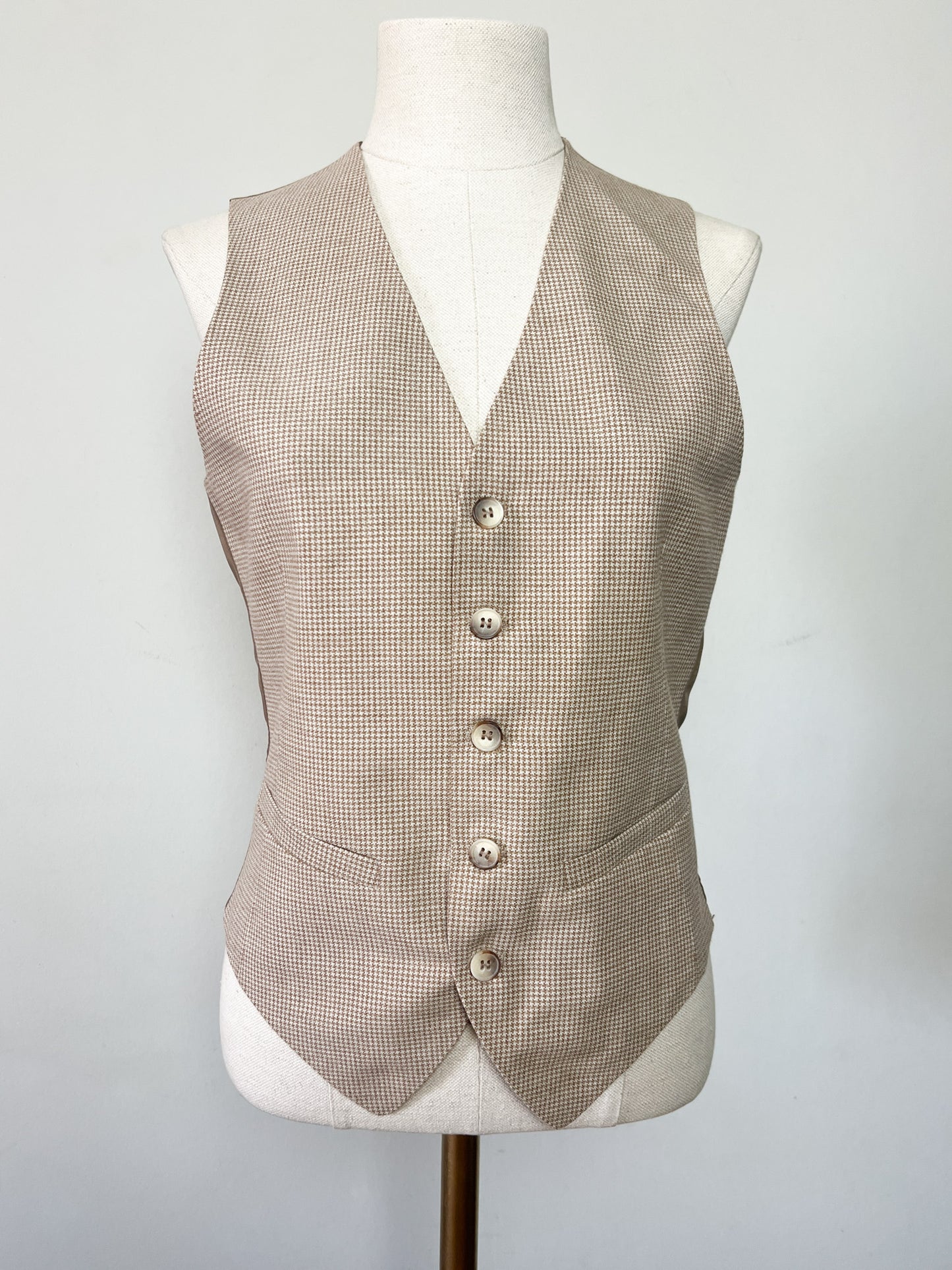 Gilet de Costume Vintage 45% Laine - Marron Chiné - Fabriqué en France - T. 36/38 (S/M)