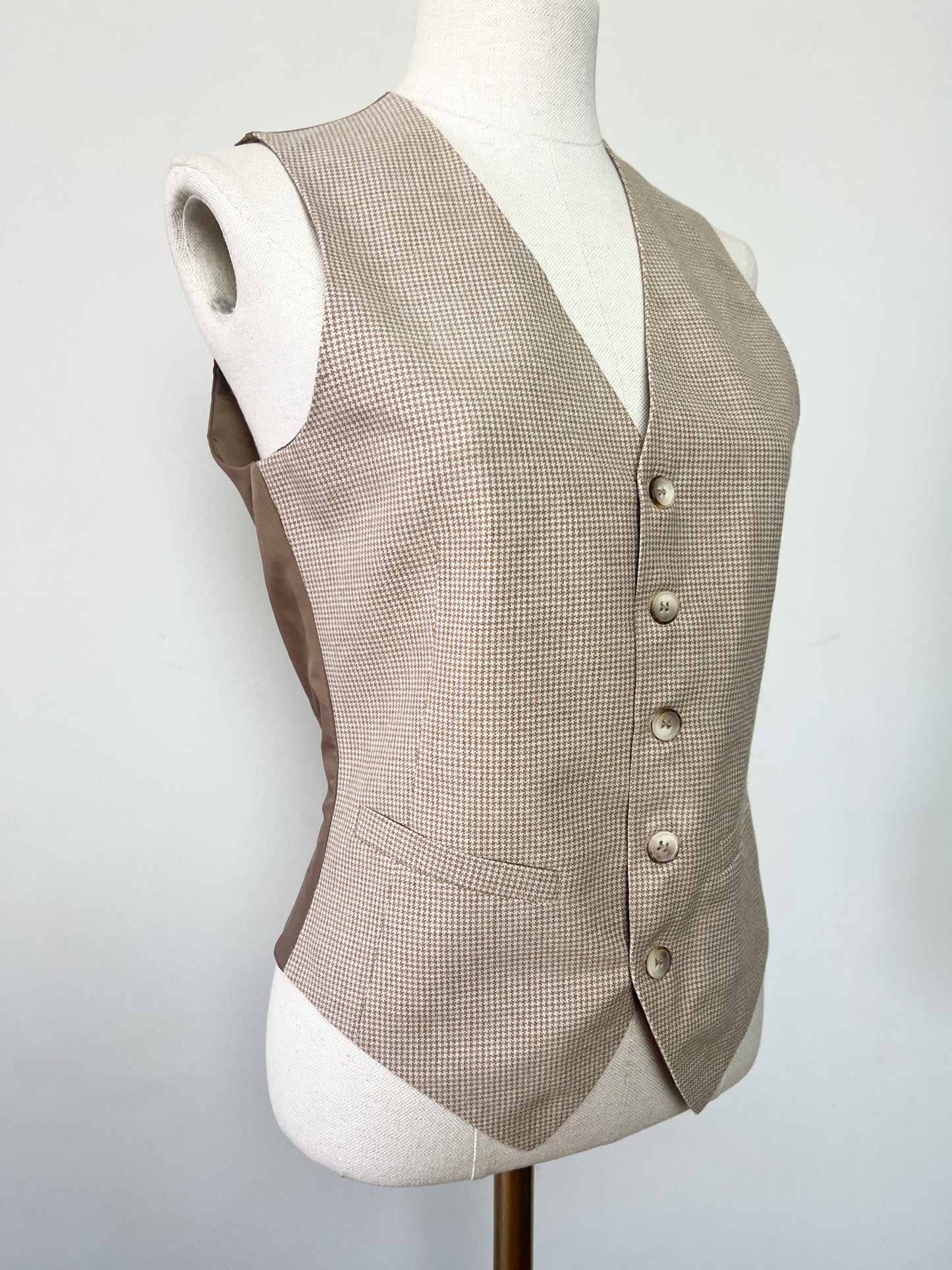 Gilet de Costume Vintage 45% Laine - Marron Chiné - Fabriqué en France - T. 36/38 (S/M)