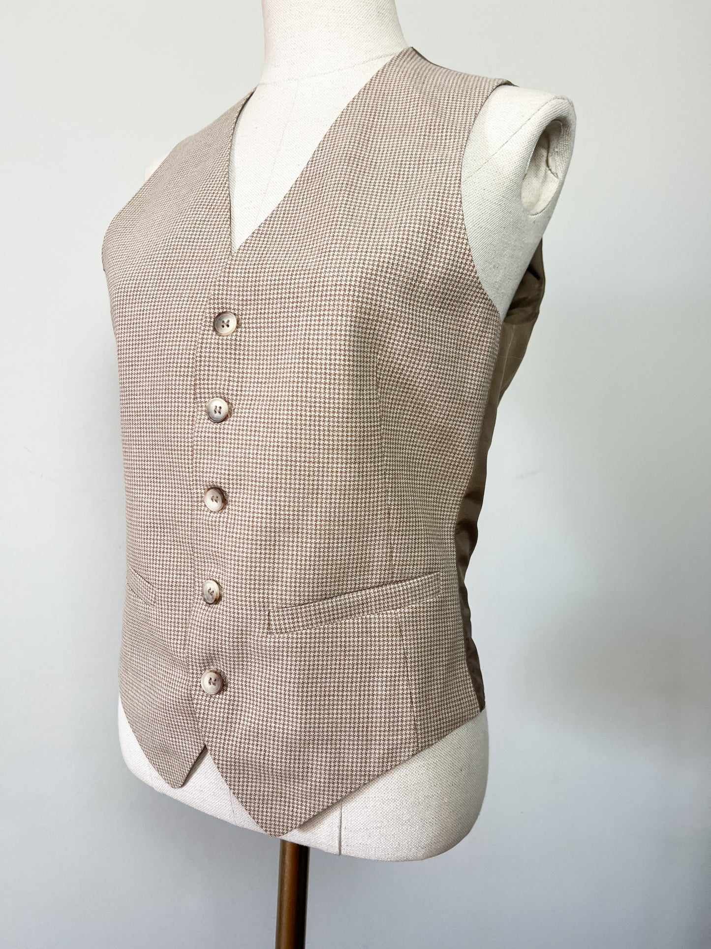 Gilet de Costume Vintage 45% Laine - Marron Chiné - Fabriqué en France - T. 36/38 (S/M)