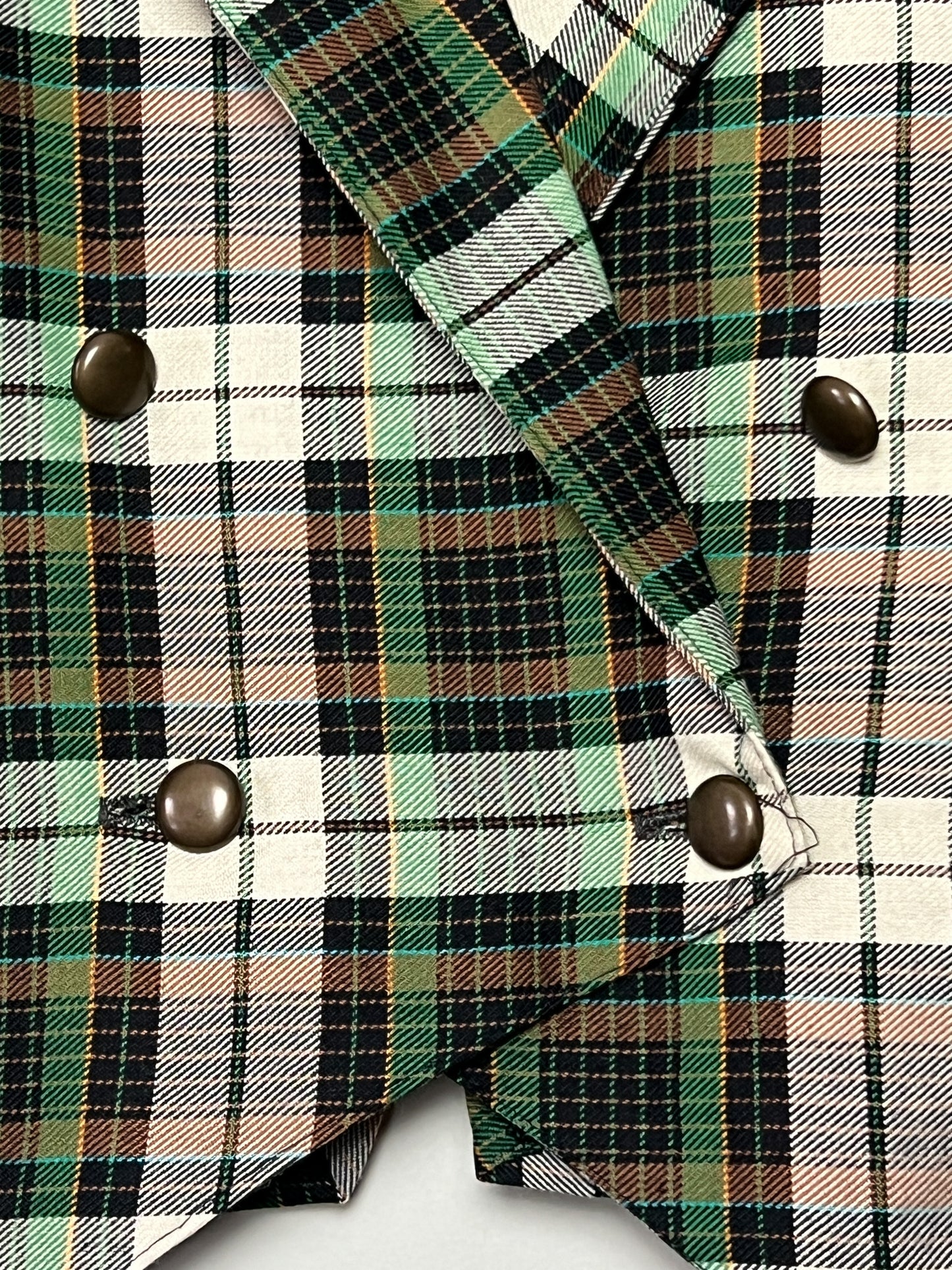Veste Courte Tartan Vintage (Vert/Brun) - Croisée Fabriquée en France - T. 40 FR