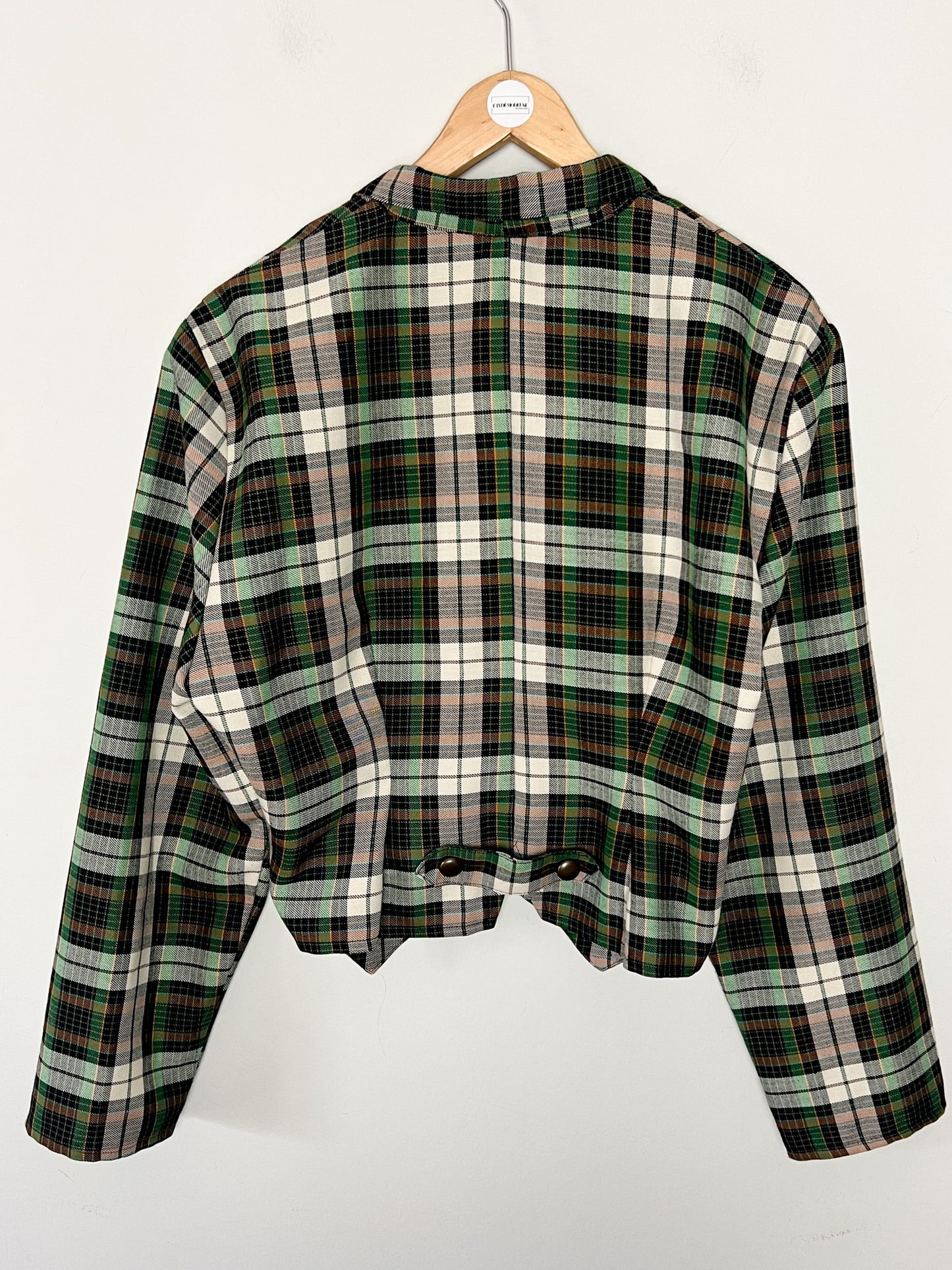 Veste Courte Tartan Vintage (Vert/Brun) - Croisée Fabriquée en France - T. 40 FR