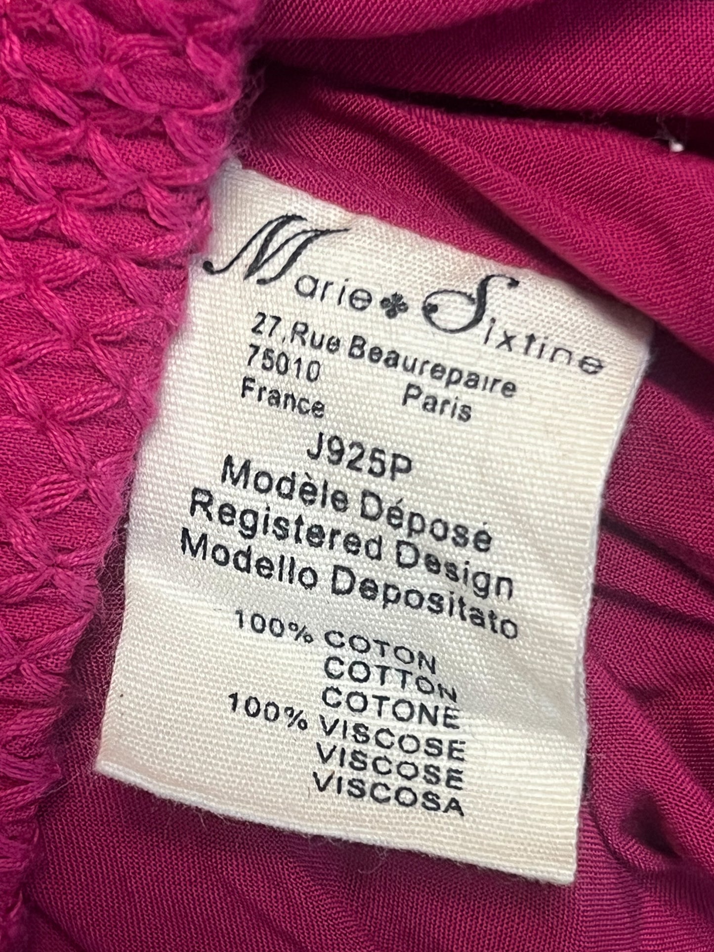 Blouson Léger Rose Fuchsia - Texture Relief Croisillons - Coton - Marie Sixtine T. S