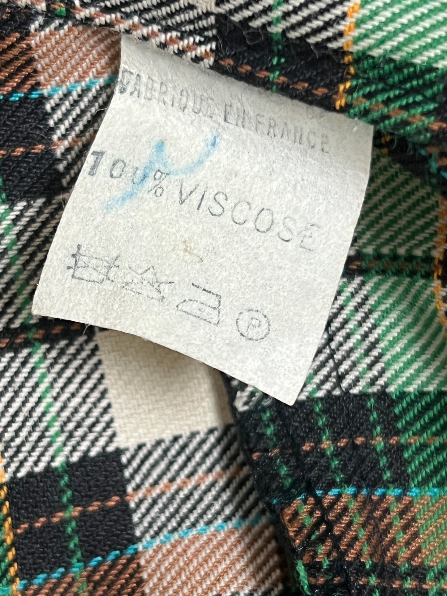 Veste Courte Tartan Vintage (Vert/Brun) - Croisée Fabriquée en France - T. 40 FR