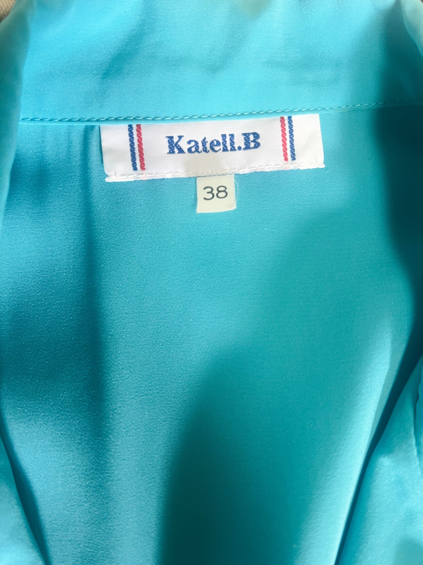 Veste-Chemisier Vintage Années 90 - Bleu Turquoise - Coupe Cintrée - Katell B. T. 38