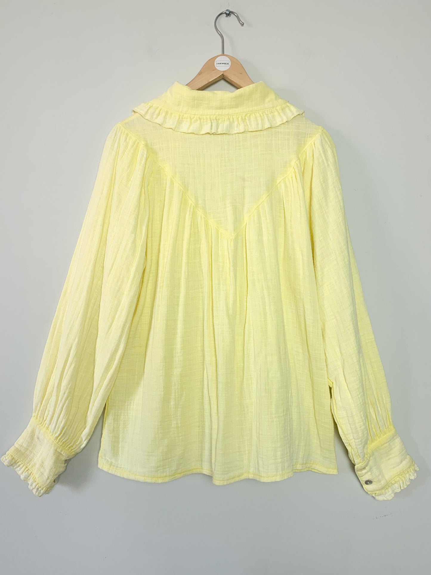 Chemise col Claudine jaune en coton #chemises #colclaudine
