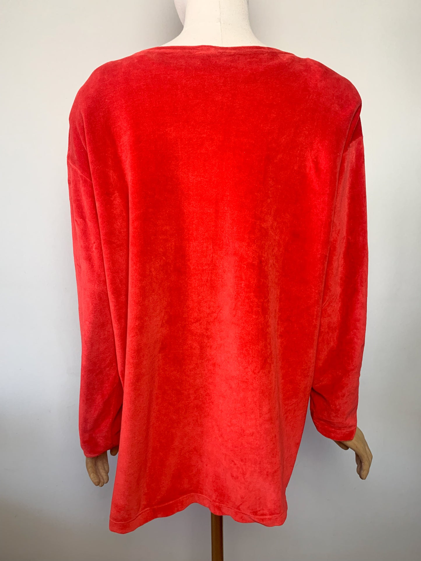 Cardigan/ veste en velours rasé rouge orangé vintage