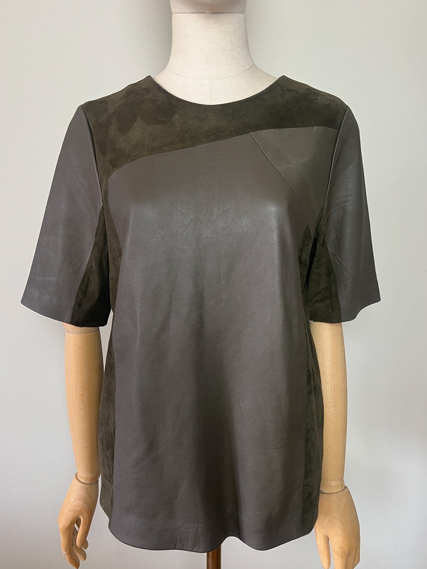 Top en Cuir Véritable BEL AIR ANEMONE - Kaki - T. 38 (M)