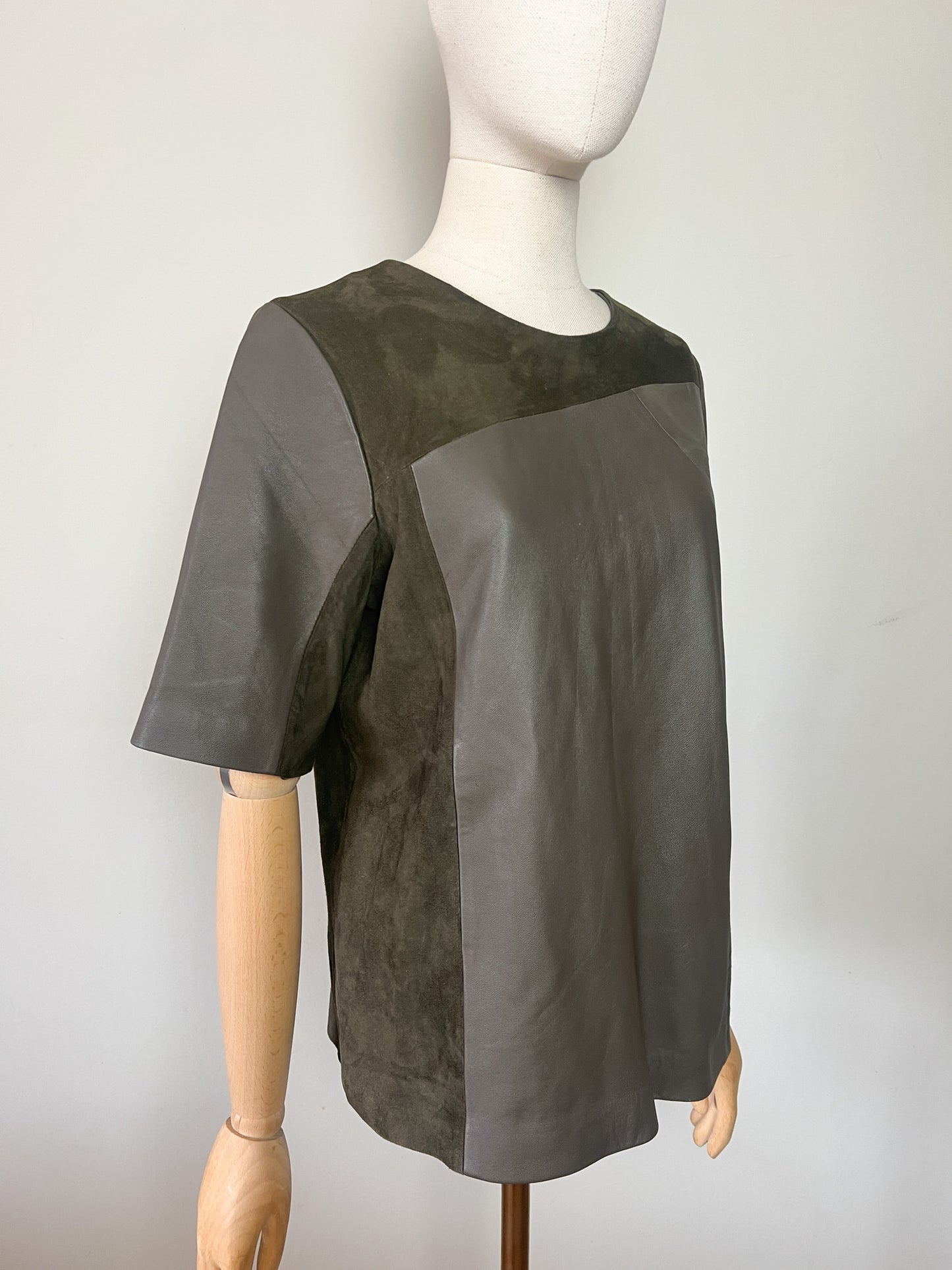 Top en Cuir Véritable BEL AIR ANEMONE - Kaki - T. 38 (M)