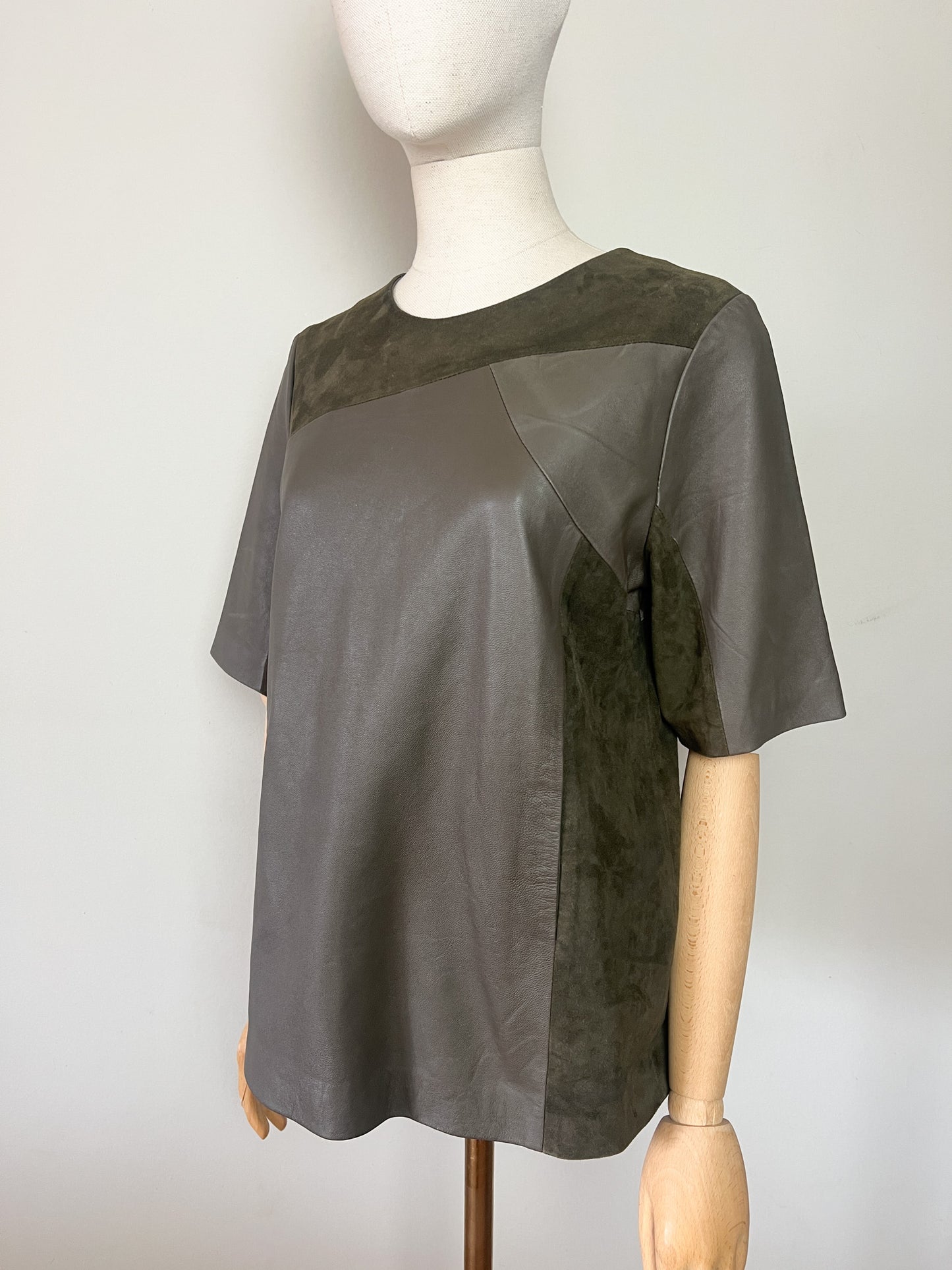 Top en Cuir Véritable BEL AIR ANEMONE - Kaki - T. 38 (M)