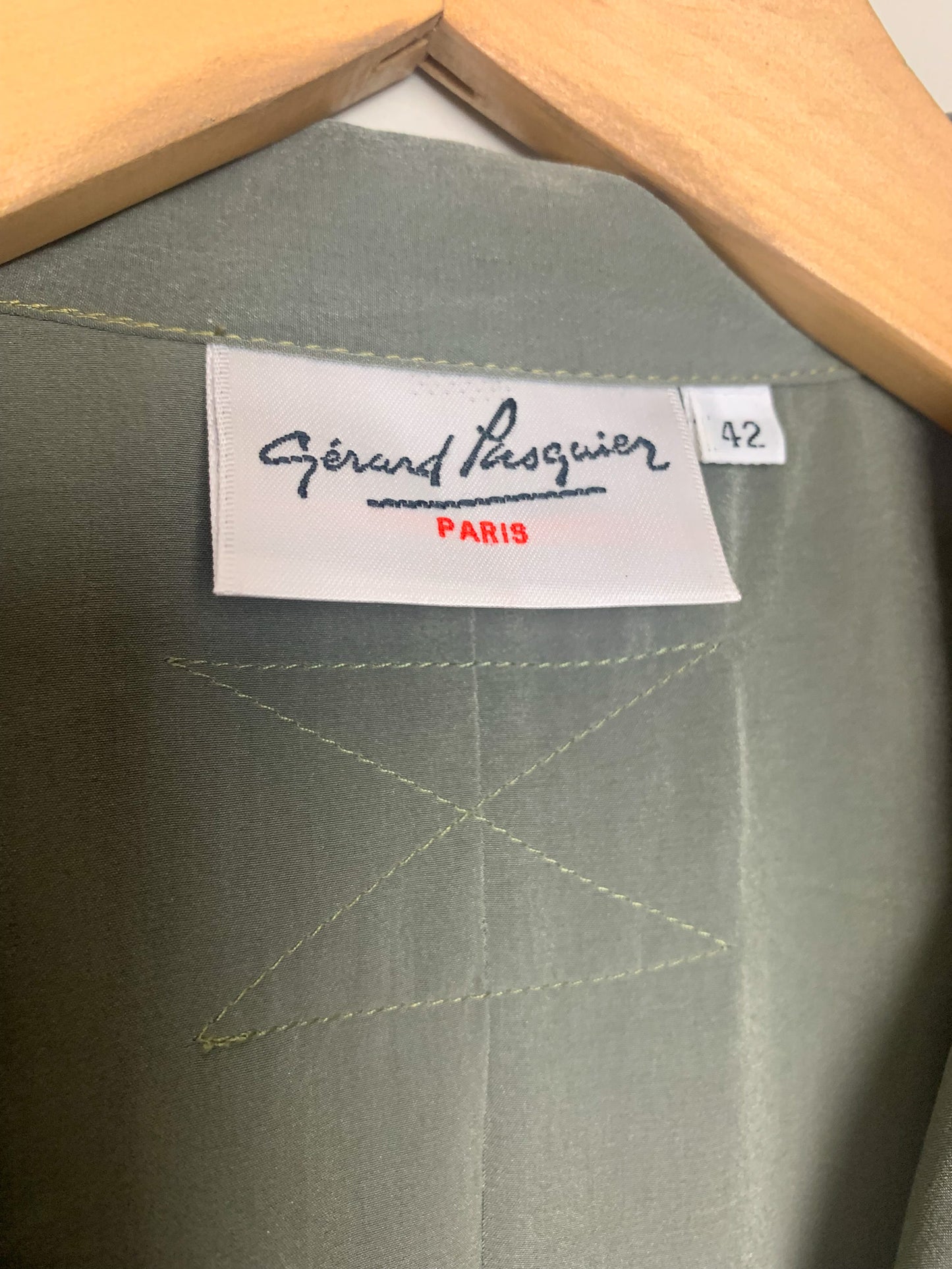 Chemisier blouse femme manches courtes kaki Gérard Pasquier vintage