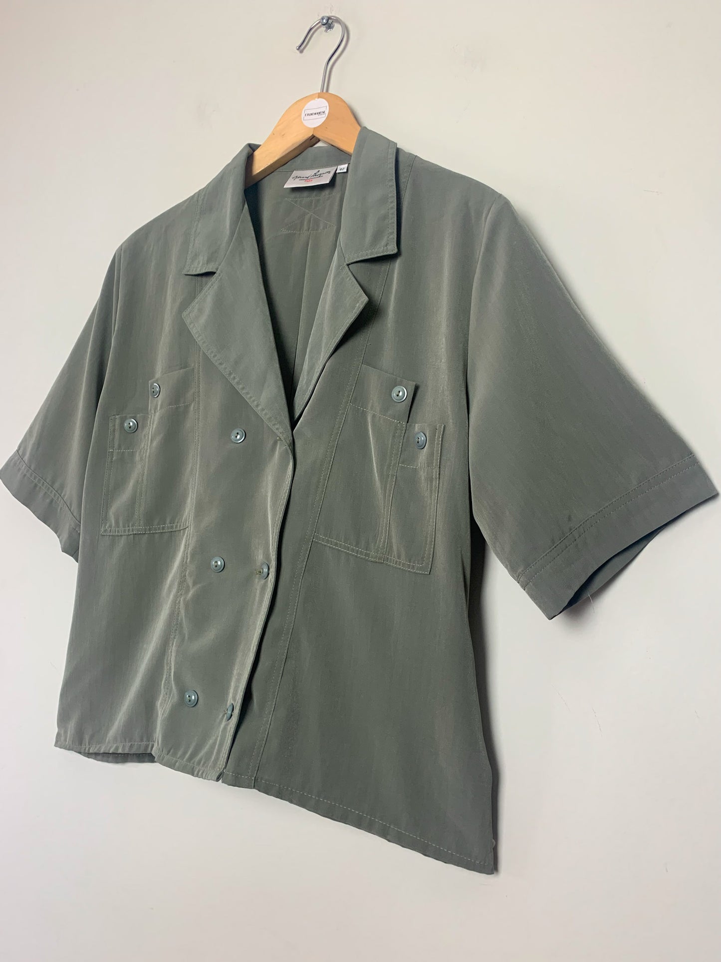 Chemisier blouse femme manches courtes kaki Gérard Pasquier vintage