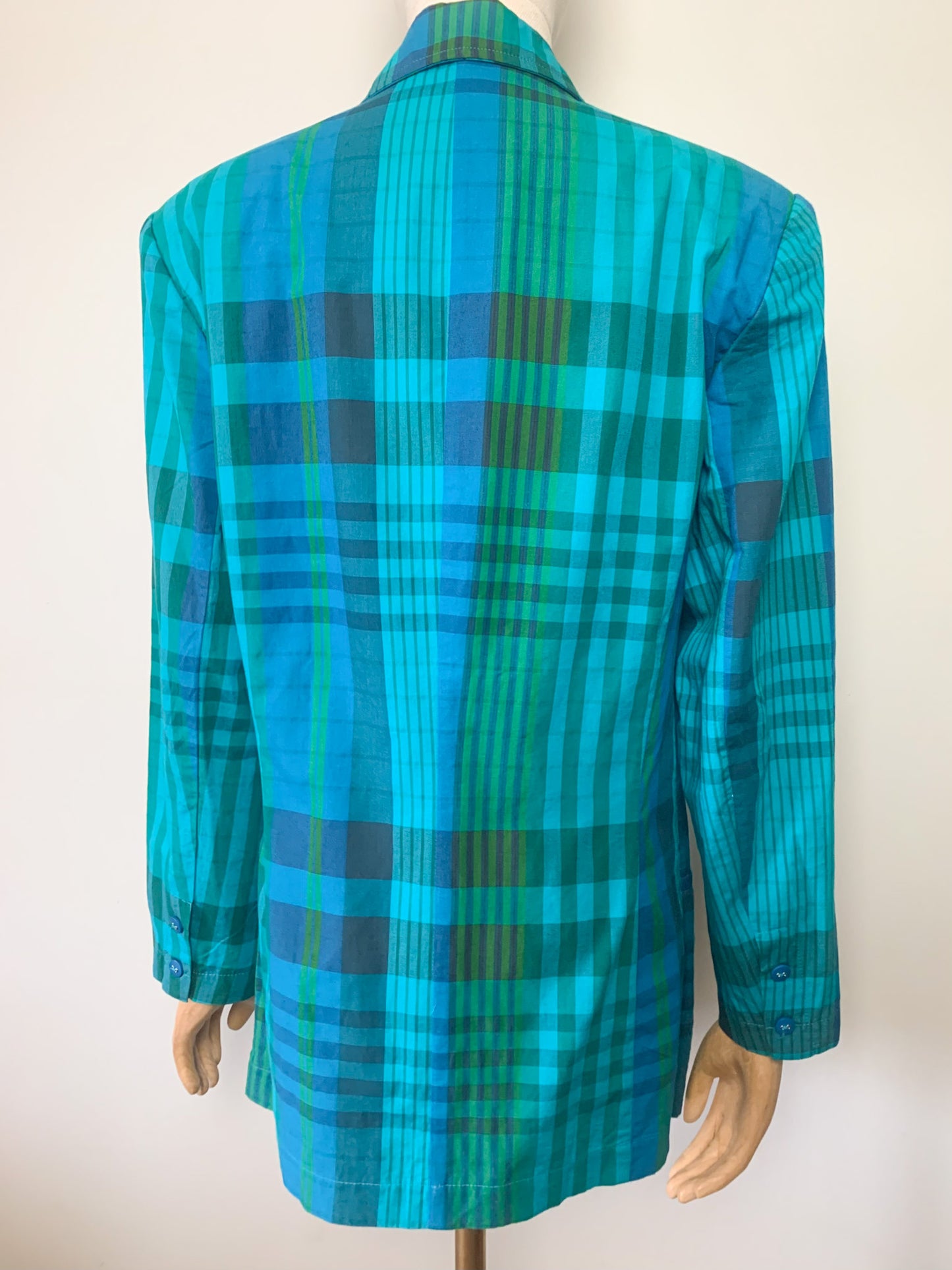 Veste blazer léger croisé manches longues imprimés bleu vert vintage Jousse