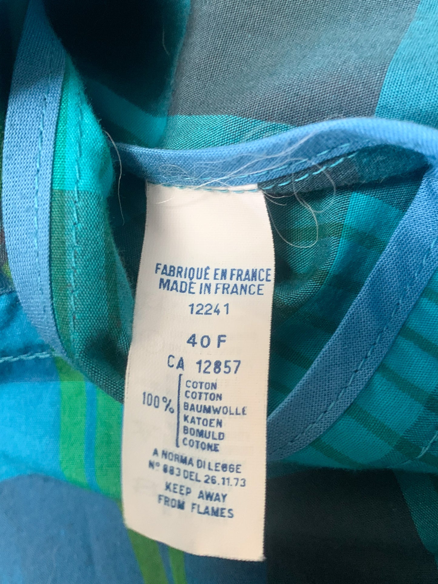 Veste blazer léger croisé manches longues imprimés bleu vert vintage Jousse