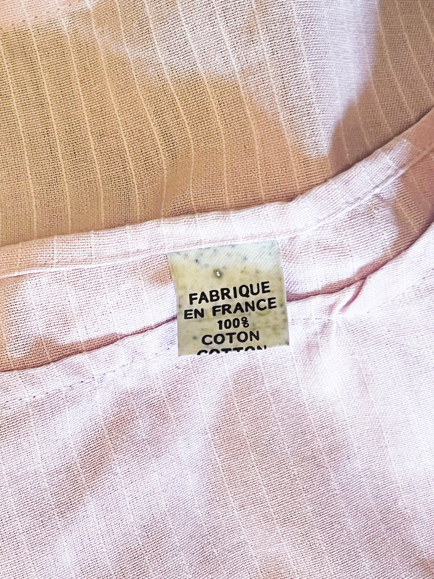 Blouse Cropped Vintage Années 80 Rose à Rayures– Nœud Devant – Jean Feez – T36 à 40