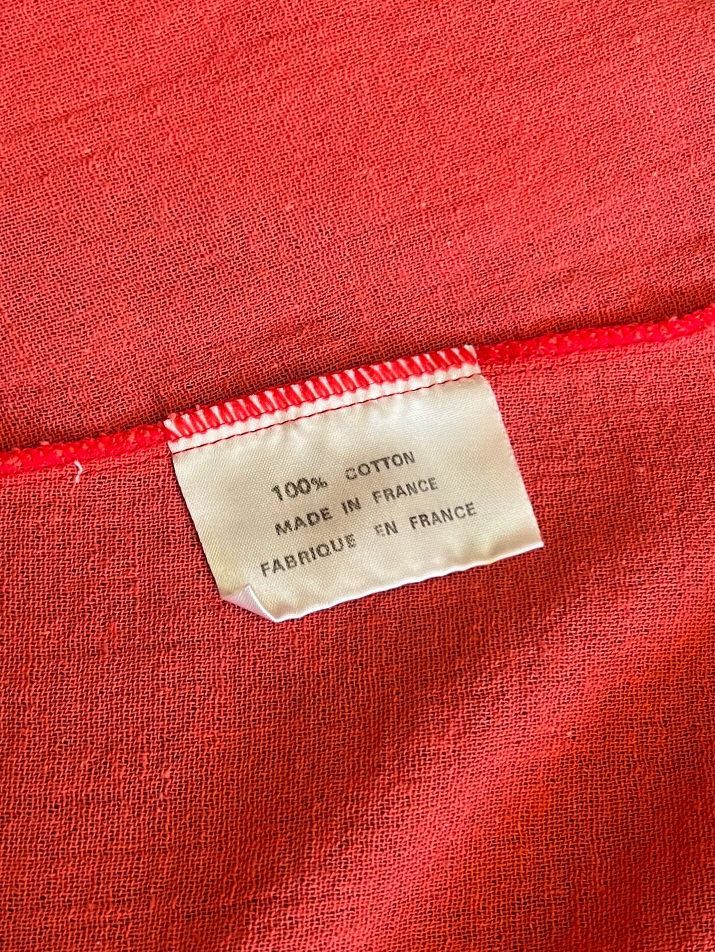 Chemise Vintage Années 70 Rouge Orangé – 100% Coton – Jane Villepreux T 36/38