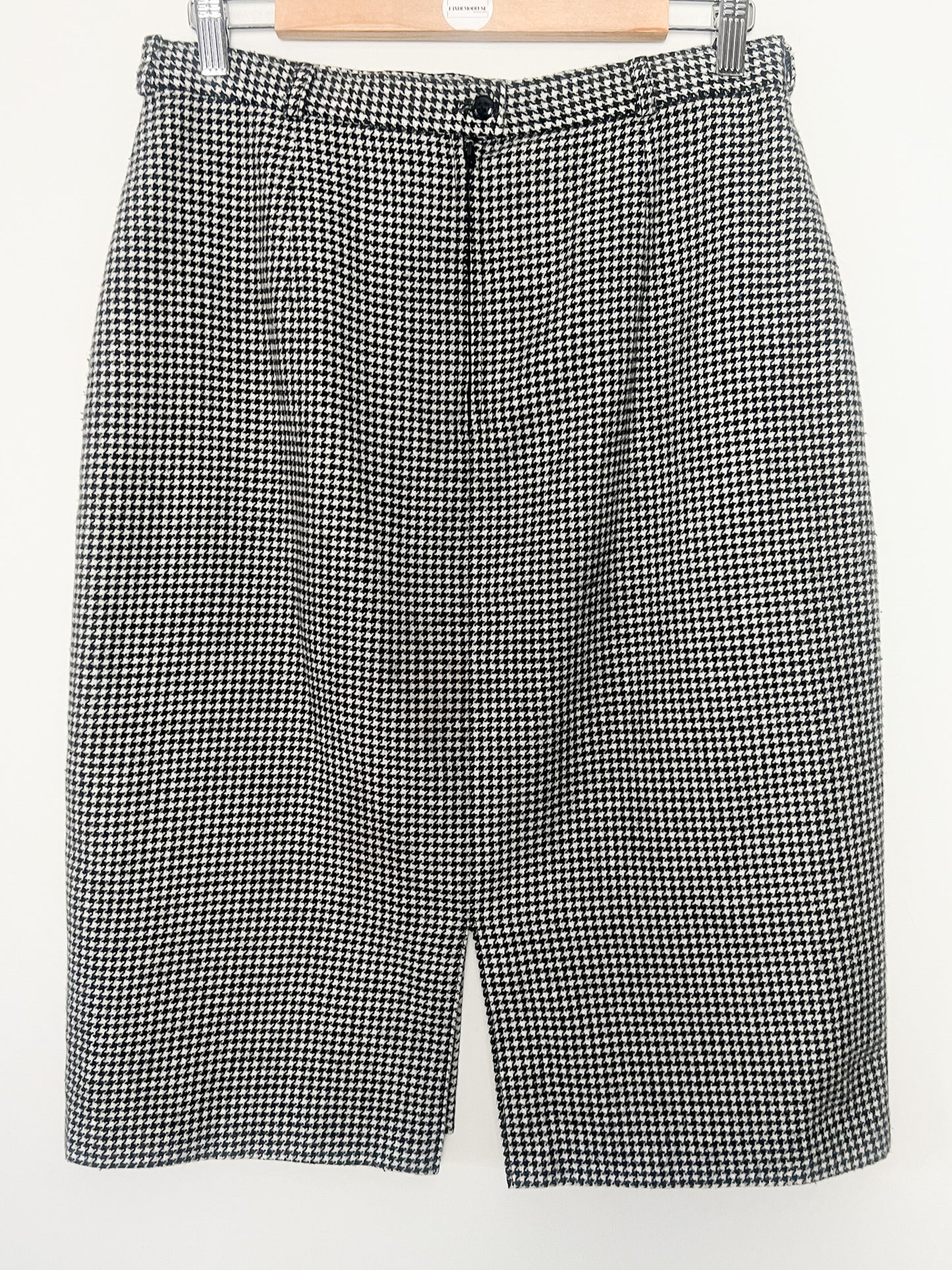 Jupe Vintage Années 80 90 Pied-de-Poule Noir & Blanc - Fentes - Laine T 40