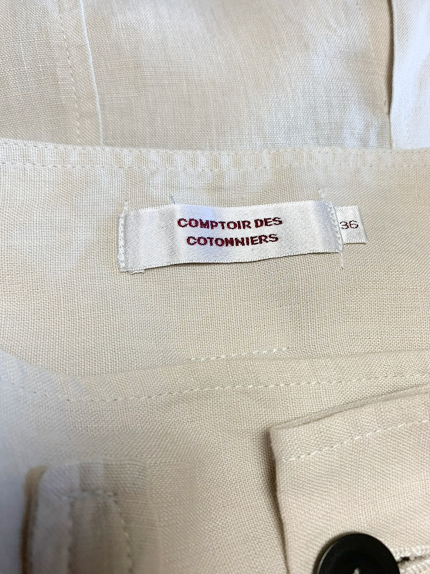 Jupe taille haute crème en lin Comptoir des Cotonniers