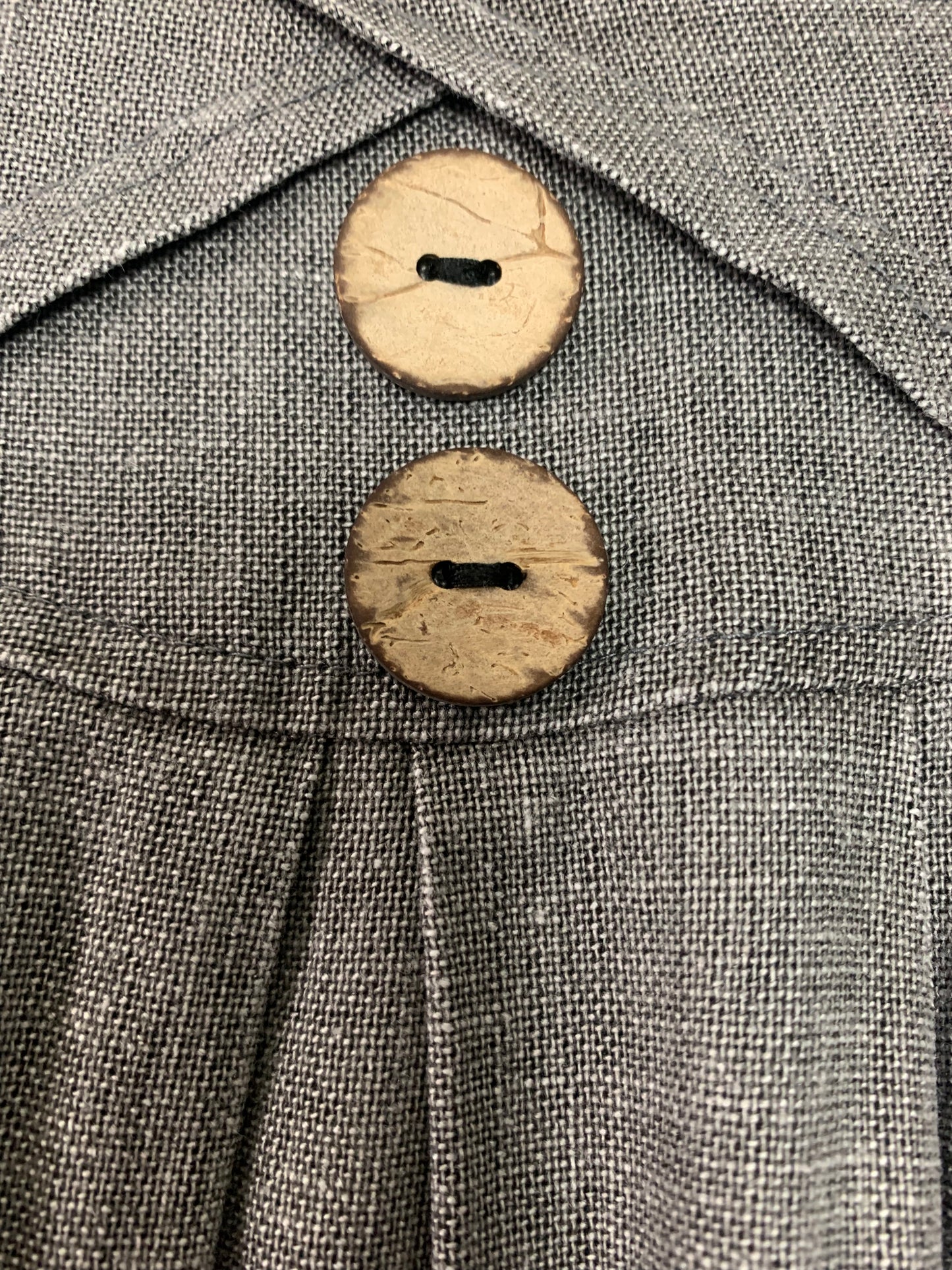 Jupe midi à plis gris en mélange lin vintage