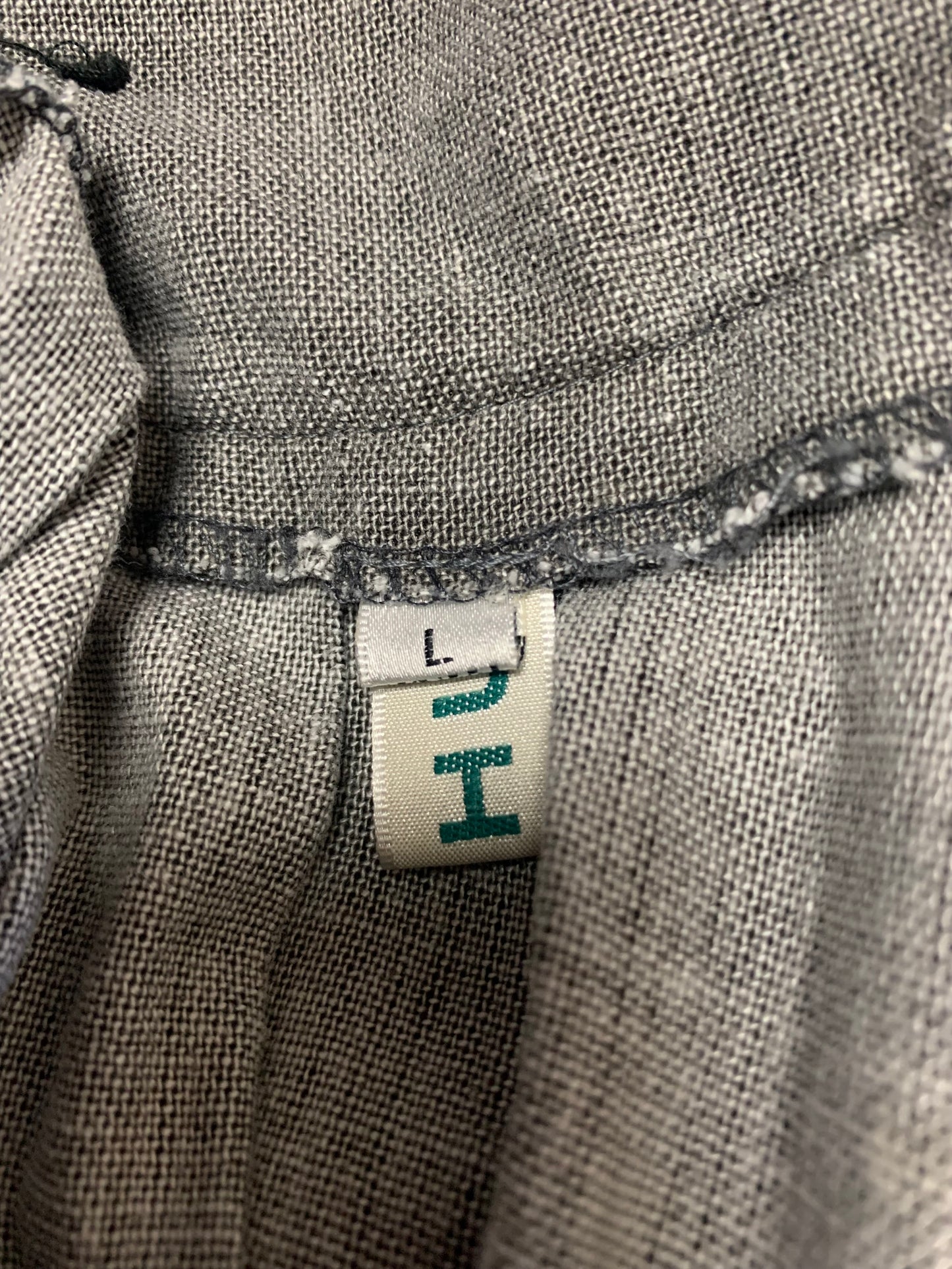 Jupe midi à plis gris en mélange lin vintage