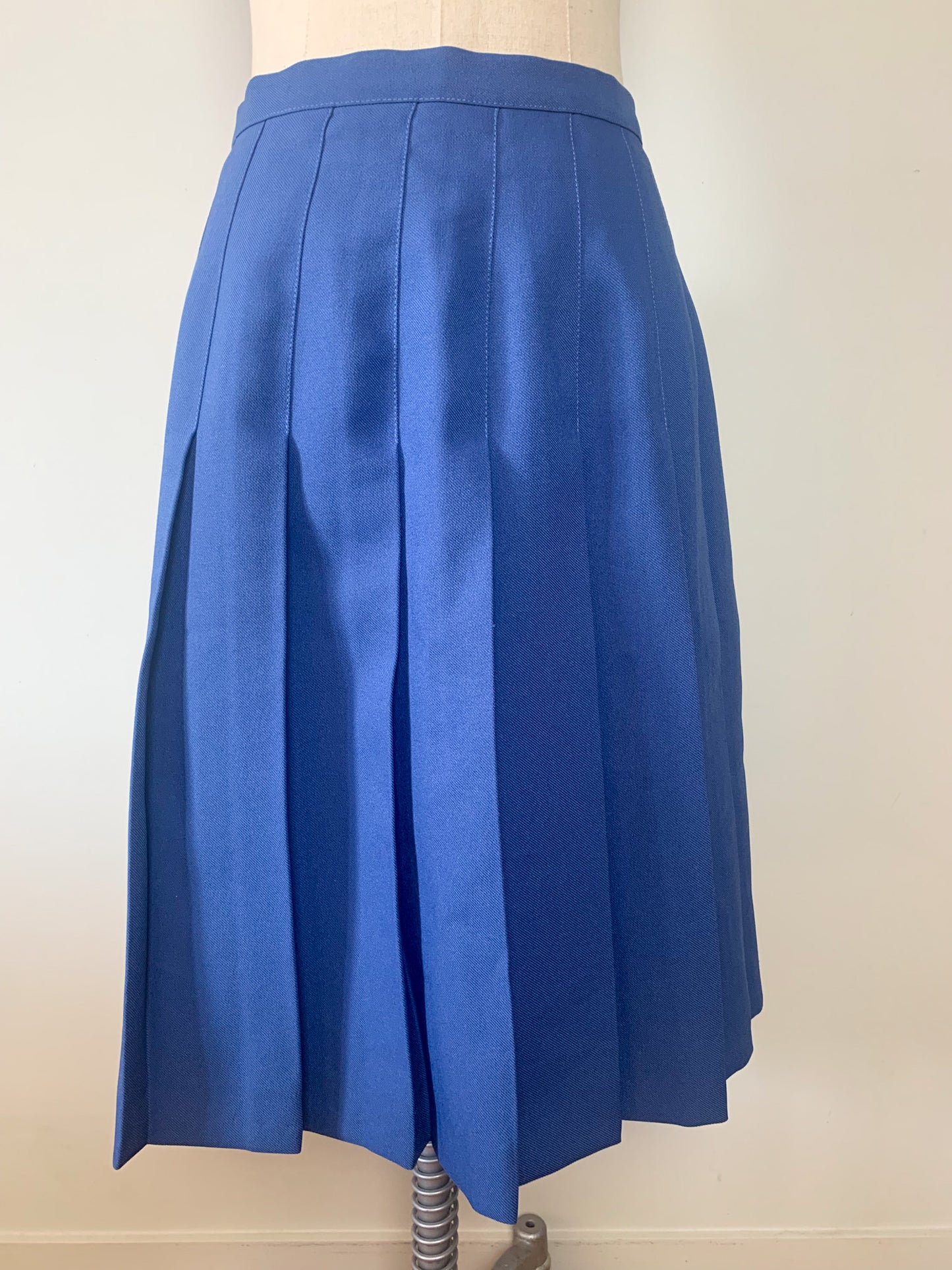 Jupe Plissée Vintage Midi Bleu Royal - Années 70/80 - Élégance Classique Rétro - T. 38 FR (M)