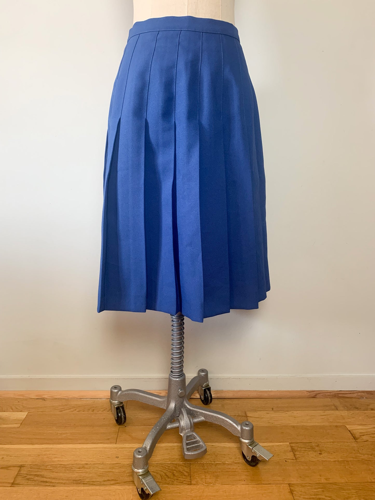 Jupe Plissée Vintage Midi Bleu Royal - Années 70/80 - Élégance Classique Rétro - T. 38 FR (M)