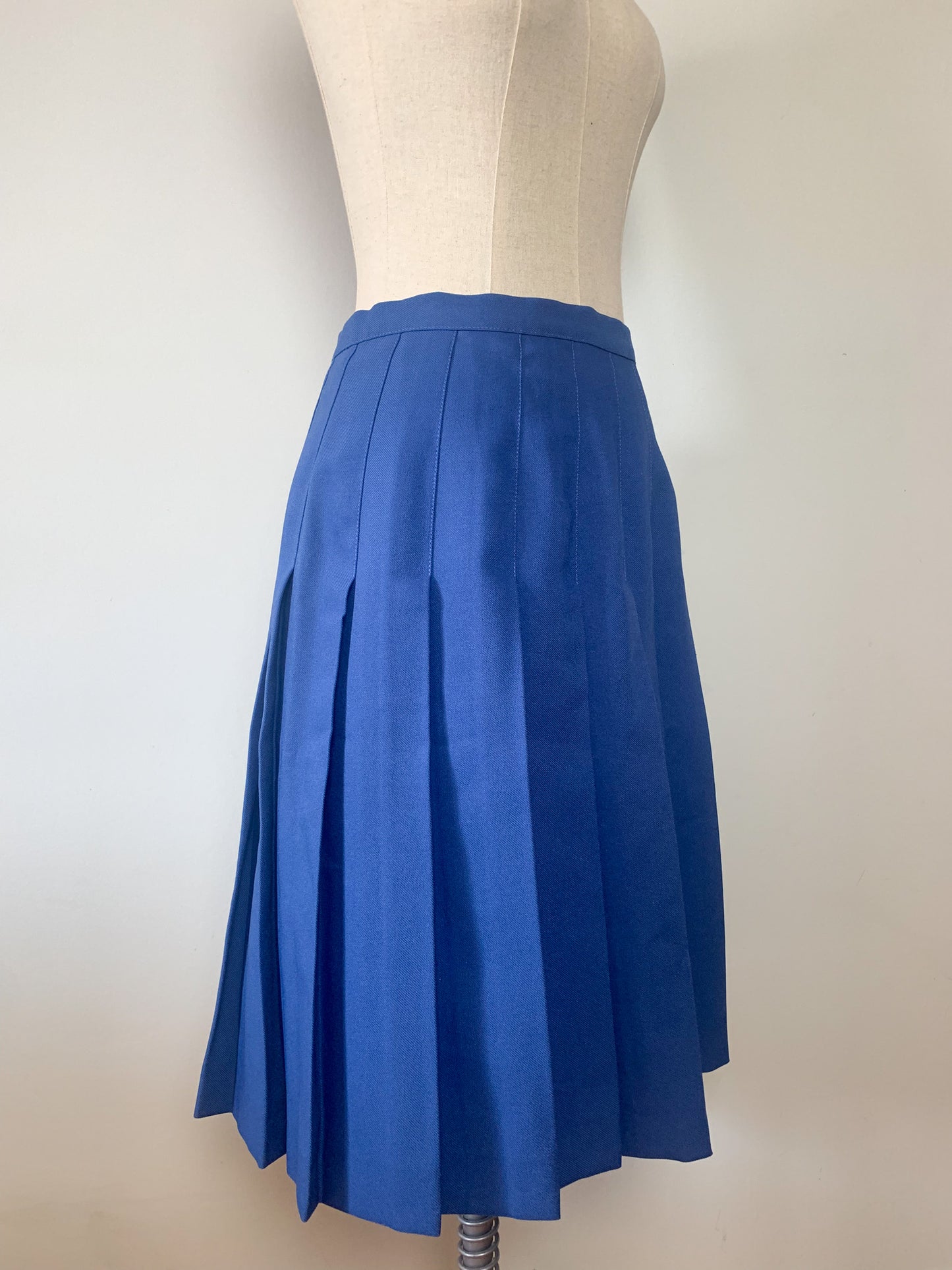 Jupe Plissée Vintage Midi Bleu Royal - Années 70/80 - Élégance Classique Rétro - T. 38 FR (M)