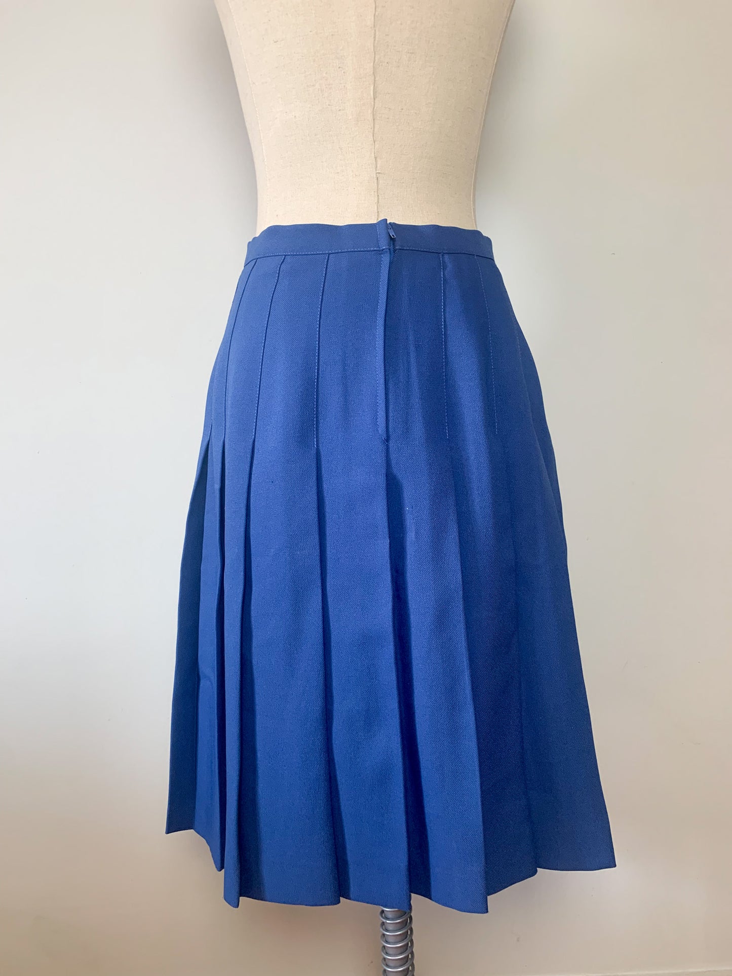 Jupe Plissée Vintage Midi Bleu Royal - Années 70/80 - Élégance Classique Rétro - T. 38 FR (M)